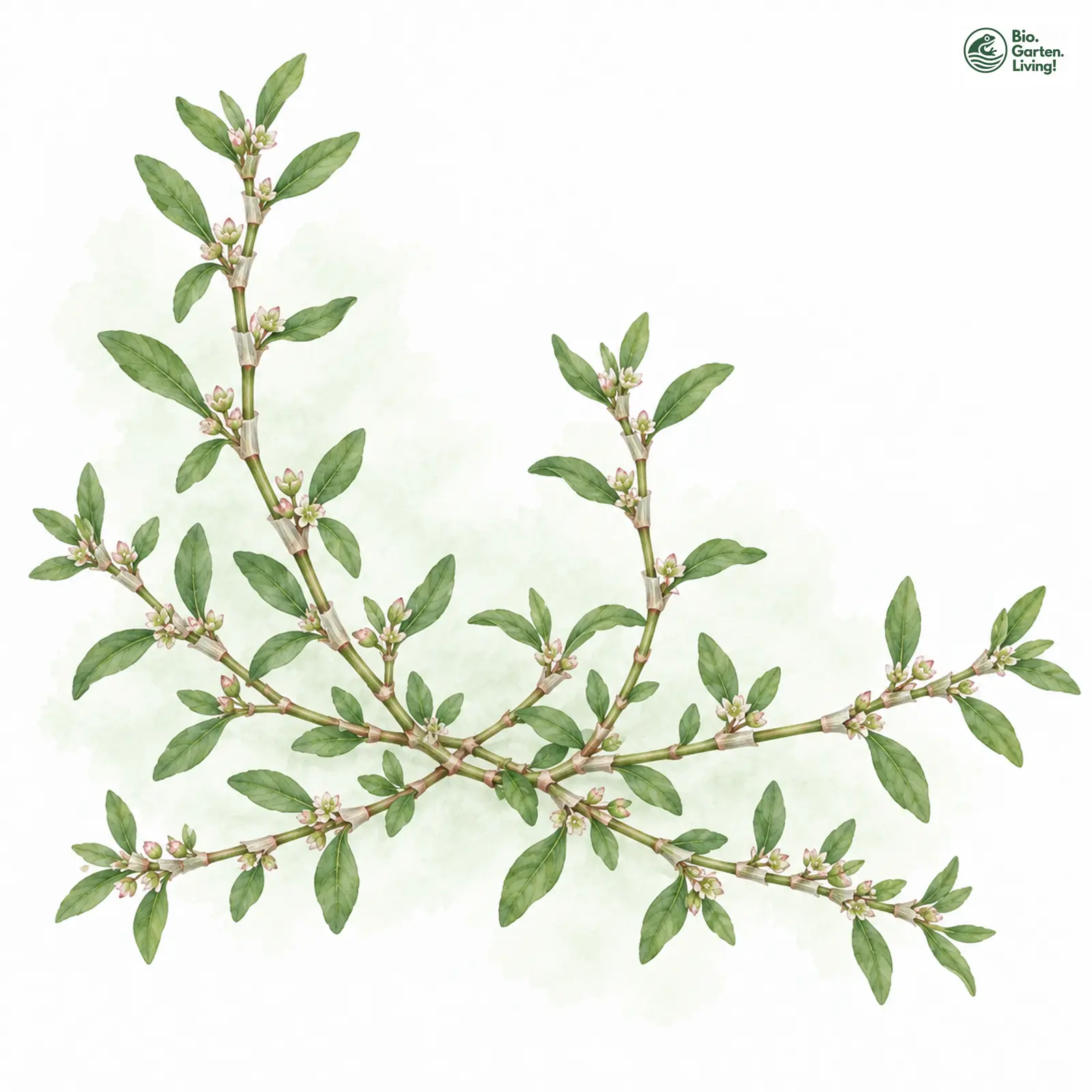 Aquarellzeichnung: Echter Vogelknöterich (Polygonum aviculare (im weiteren Sinne))