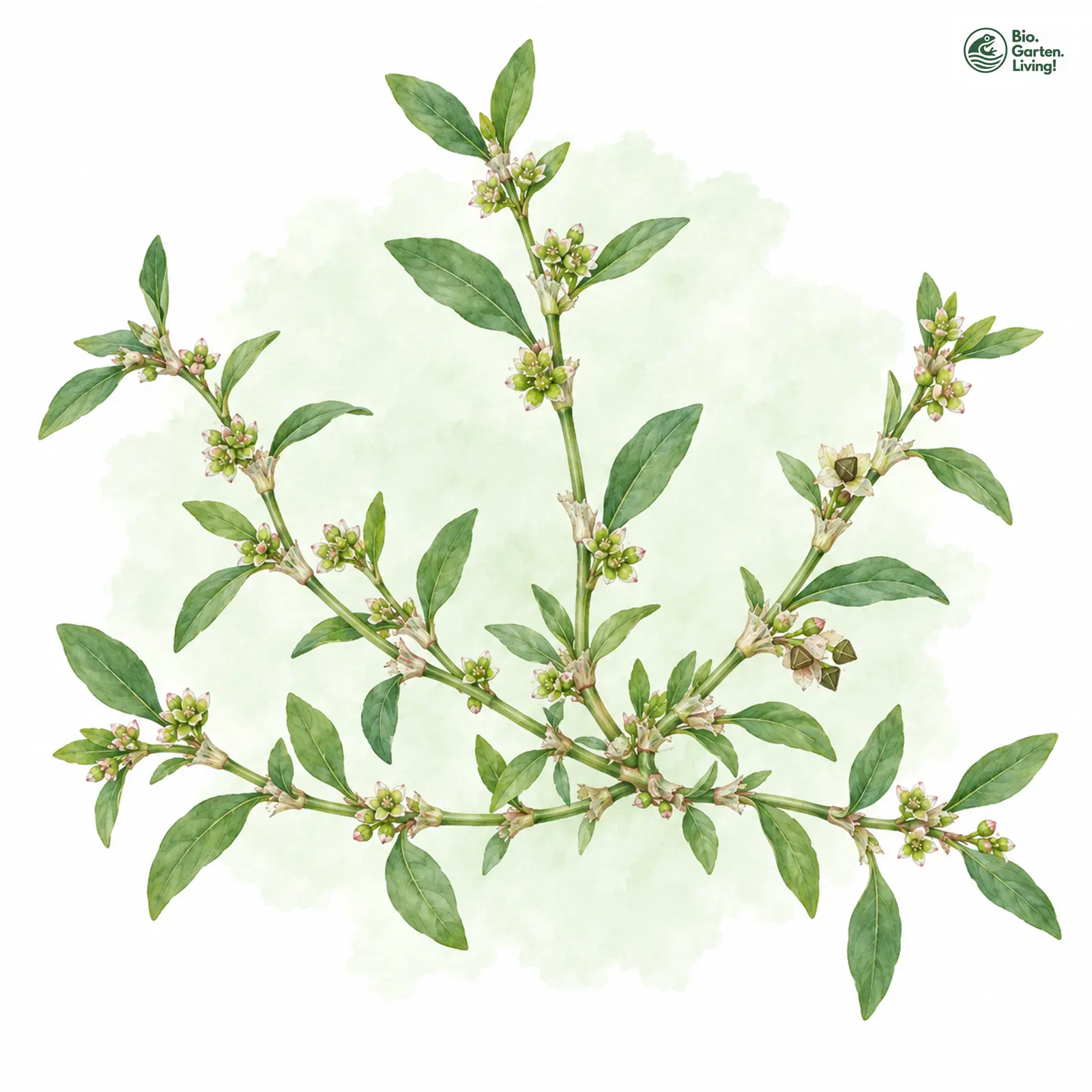 Aquarellzeichnung: Strand-Vogelknöterich (I. W. S.) (Polygonum oxyspermum (im weiteren Sinne))