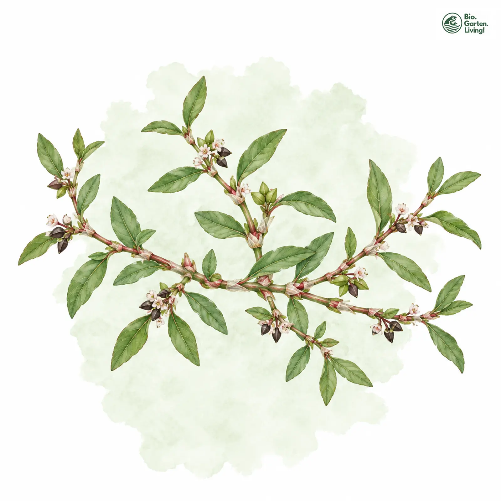 Aquarellzeichnung: Ray-Vogelknöterich (Polygonum raii)