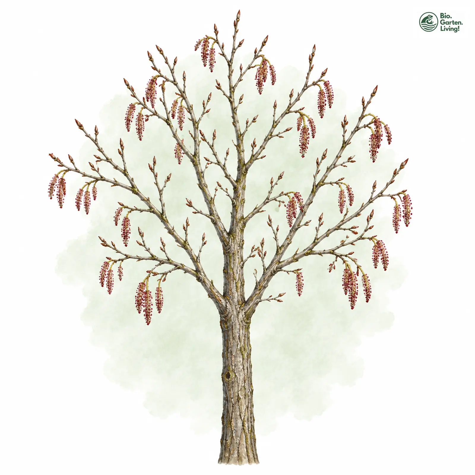 Aquarellzeichnung: Schwarz-Pappel (Populus nigra)