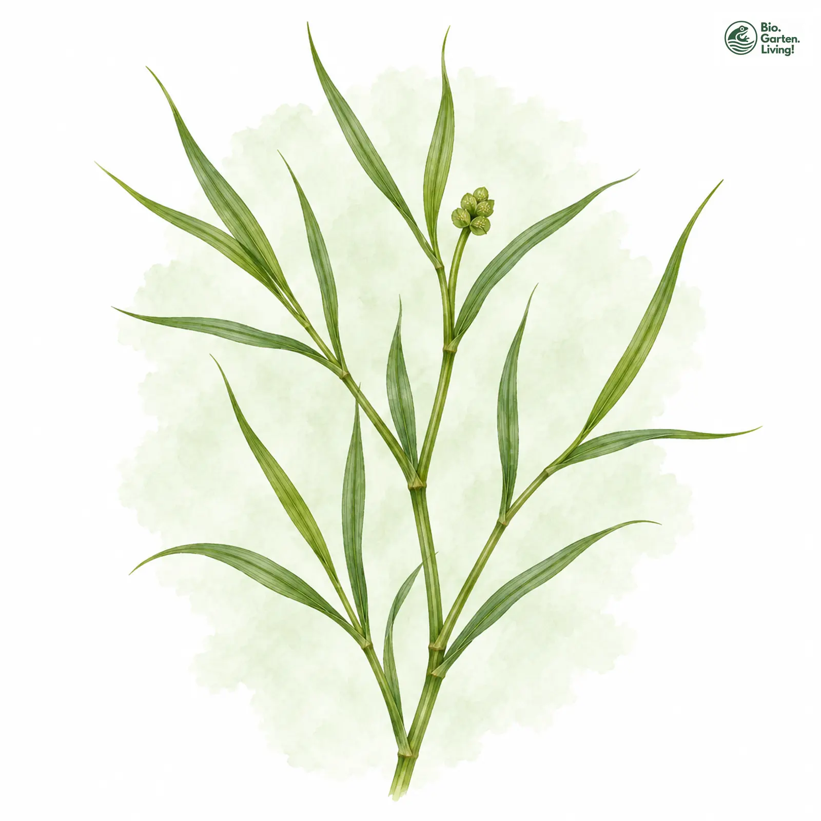 Aquarellzeichnung: Spitzblättriges Laichkraut (Potamogeton acutifolius)