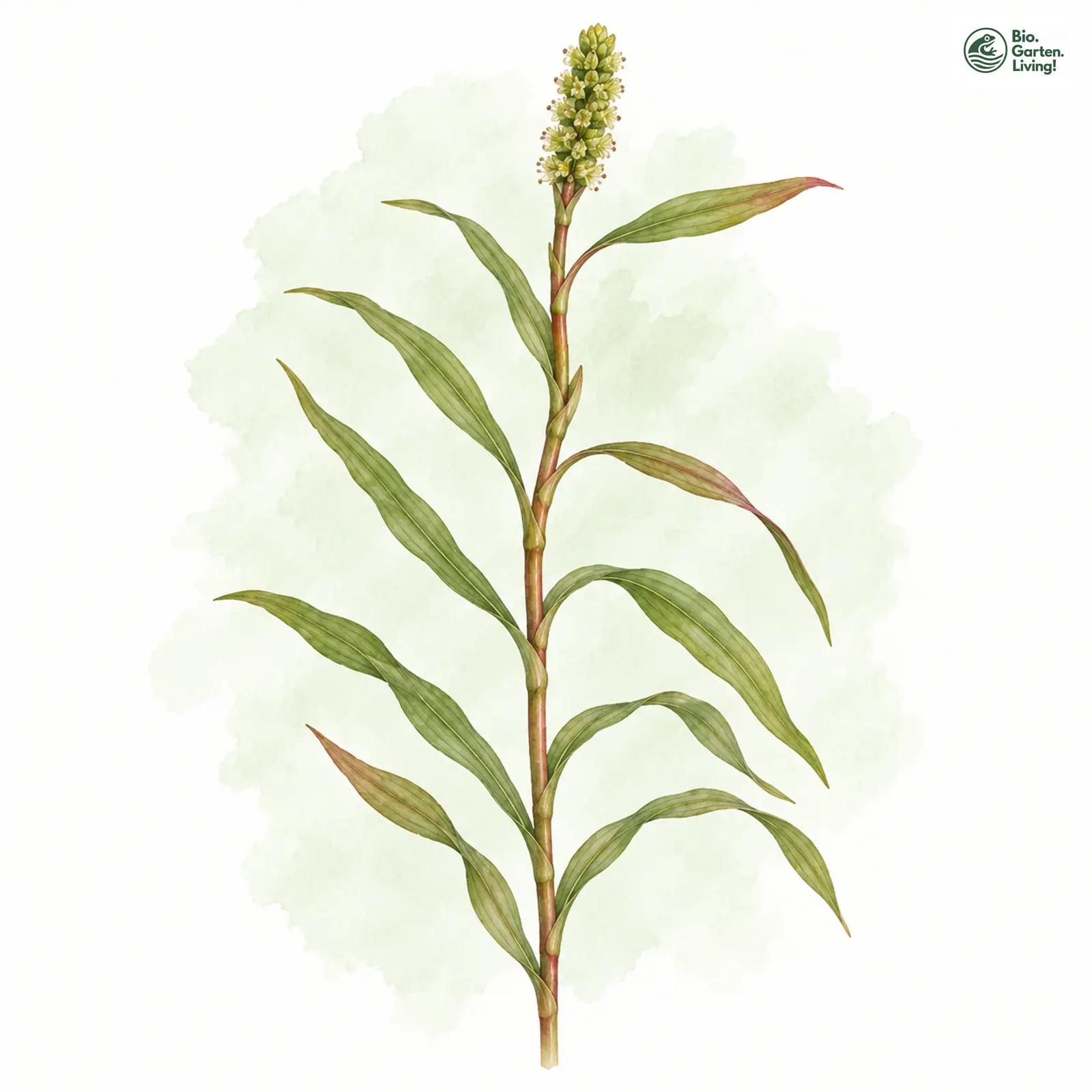 Aquarellzeichnung: Alpen-Laichkraut (Potamogeton alpinus)