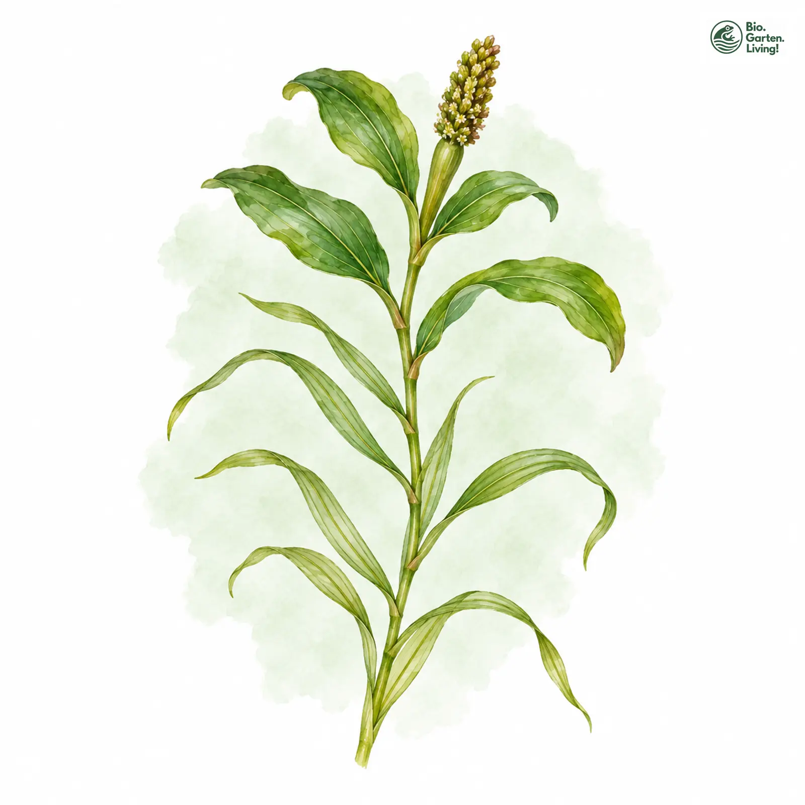 Aquarellzeichnung: Schmalblättriges Laichkraut (Potamogeton angustifolius)