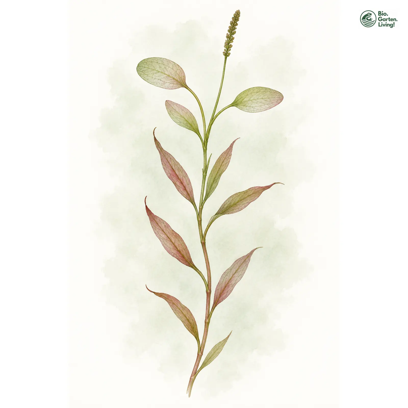 Aquarellzeichnung: Gefärbtes Laichkraut (Potamogeton coloratus)