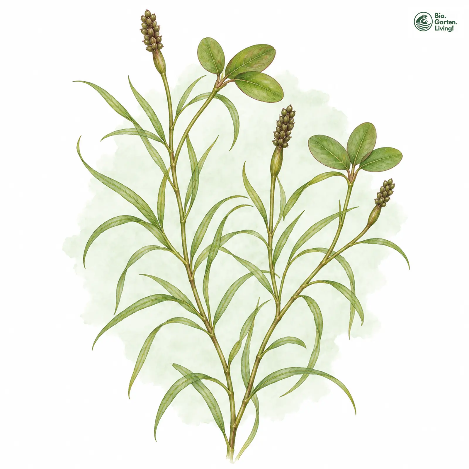Aquarellzeichnung: Gras-Laichkraut (Potamogeton gramineus)