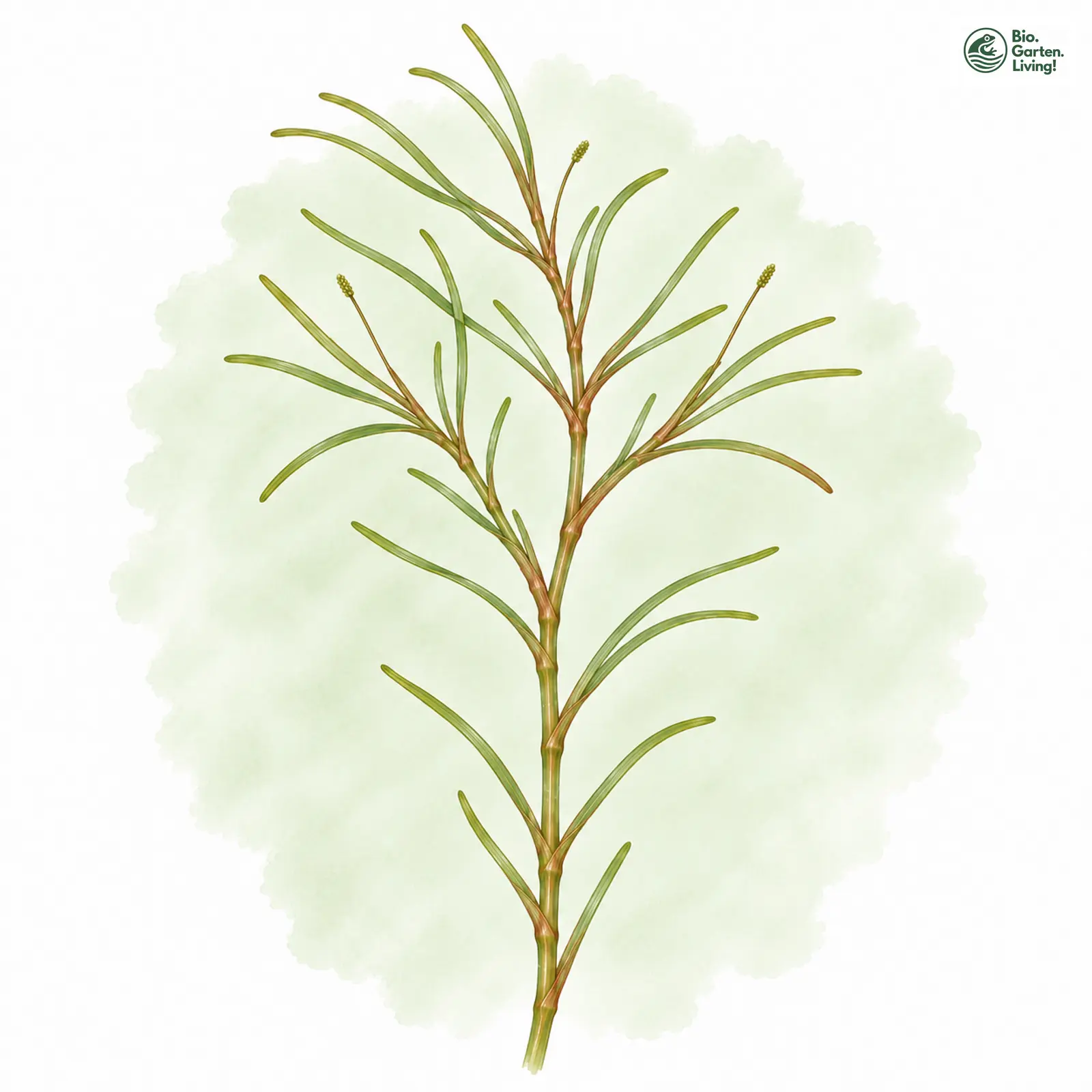 Aquarellzeichnung: Stumpfblättriges Laichkraut (Potamogeton obtusifolius)