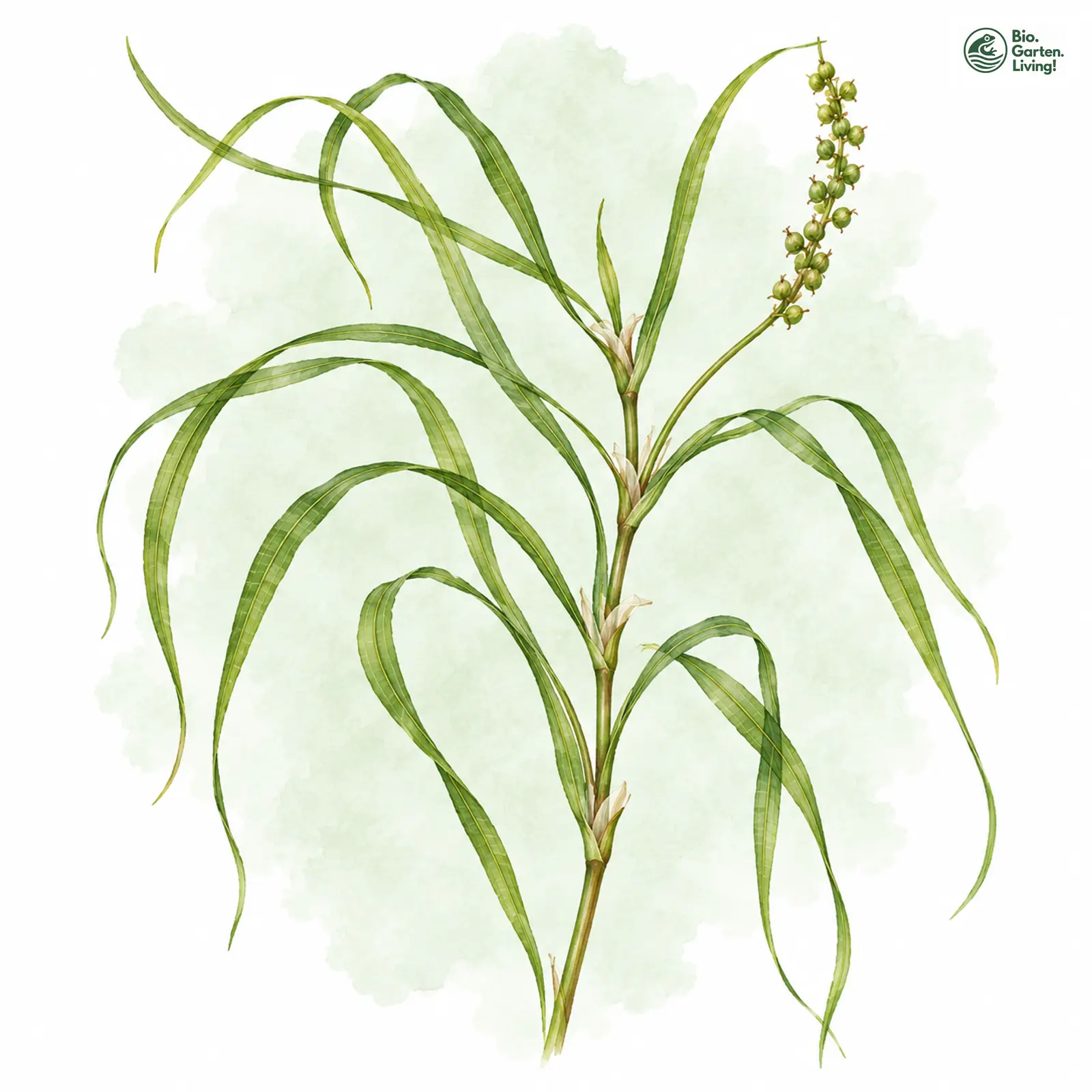 Aquarellzeichnung: Kamm-Laichkraut (Potamogeton pectinatus (im engeren Sinne))