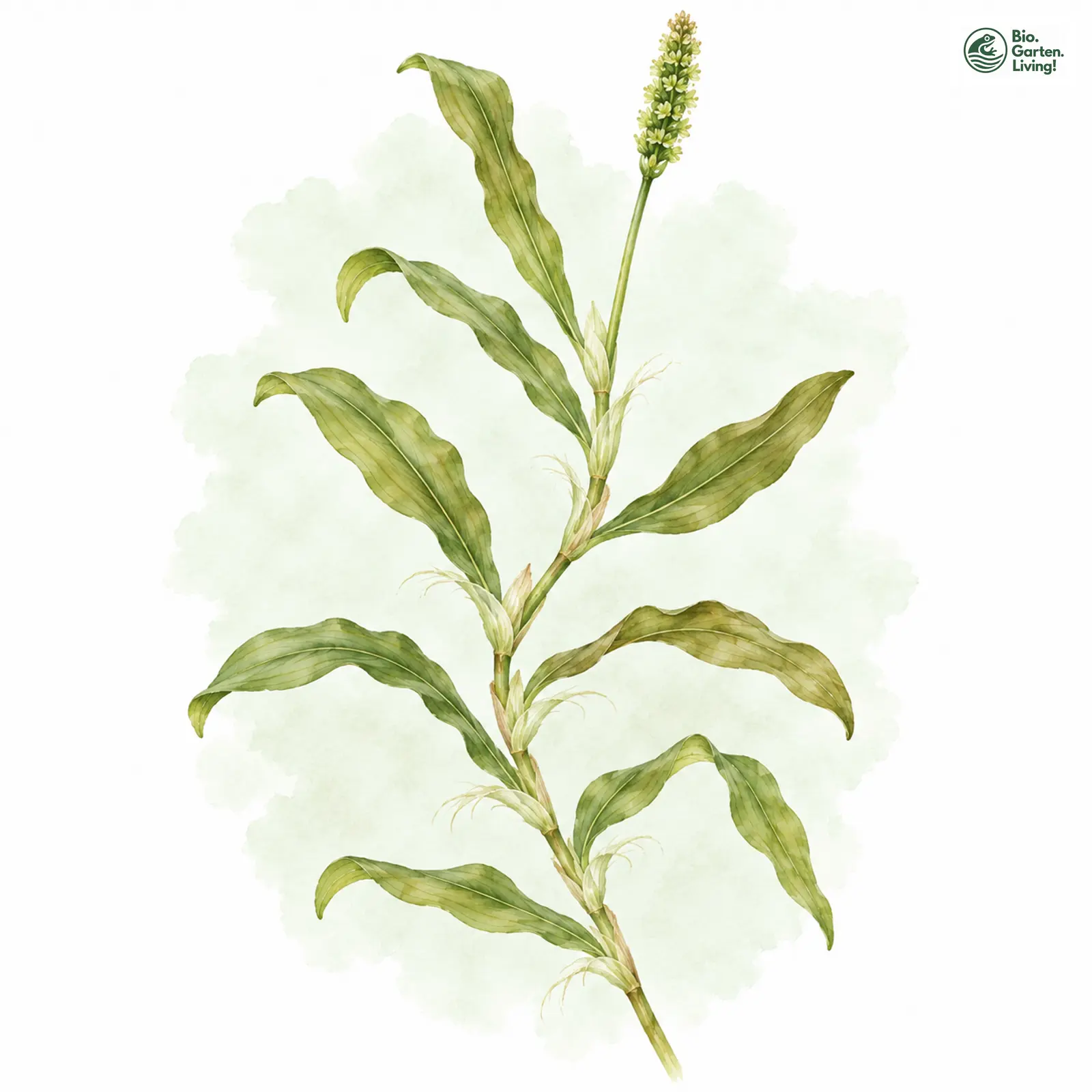 Aquarellzeichnung: Gestrecktes Laichkraut (Potamogeton praelongus)