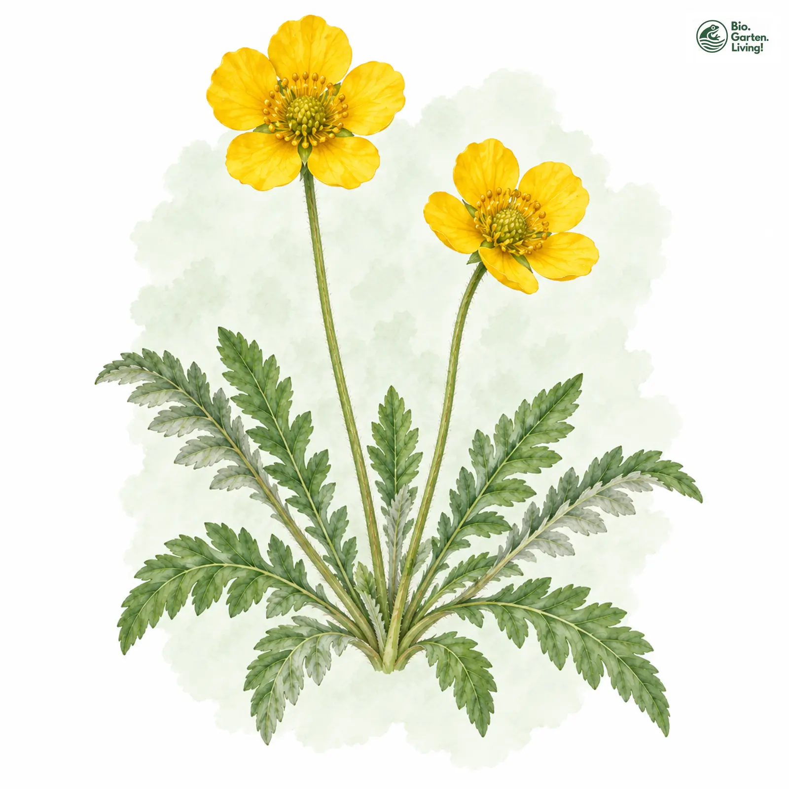 Aquarellzeichnung: Gänse-Fingerkraut (Potentilla anserina)