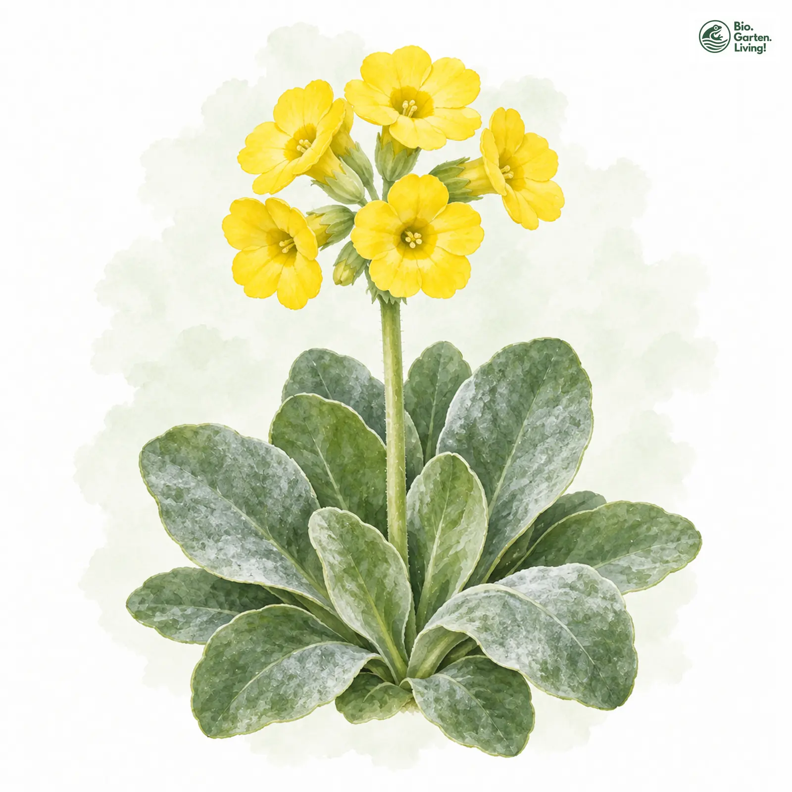 Aquarellzeichnung: Alpen-Aurikel (Primula auricula)