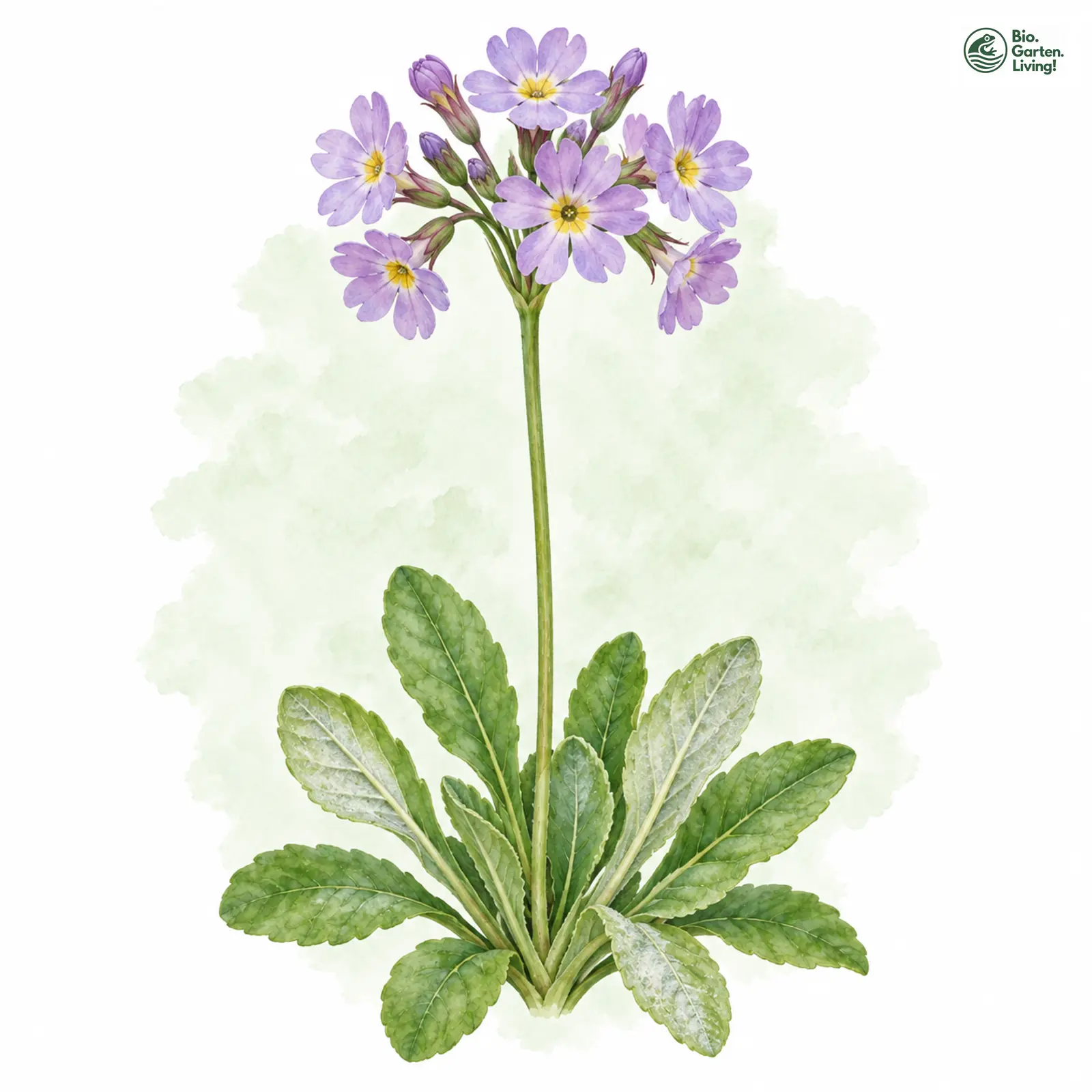 Aquarellzeichnung: Mehl-Primel (Primula farinosa)