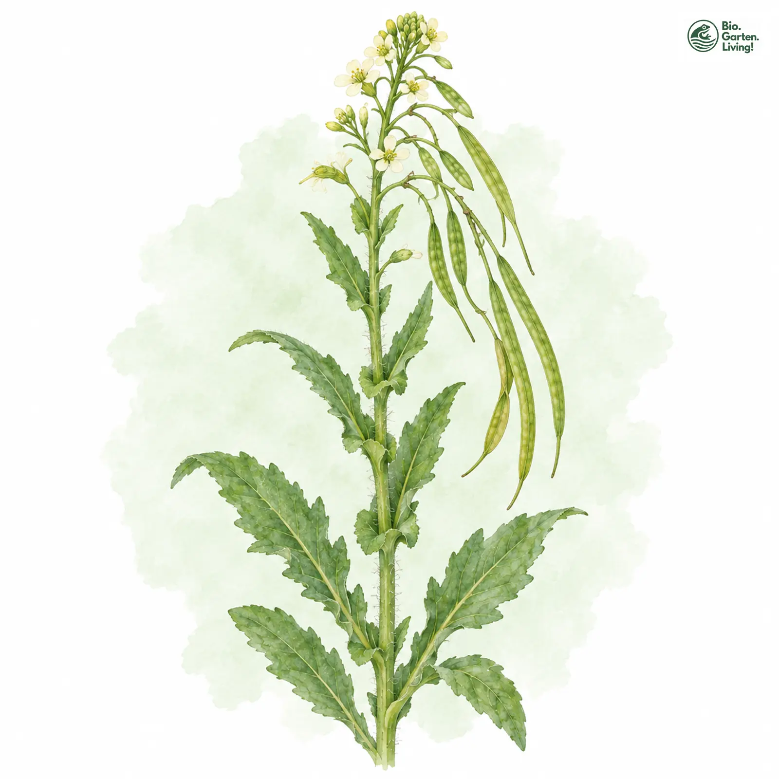 Aquarellzeichnung: Turmgänsekresse (Pseudoturritis turrita)