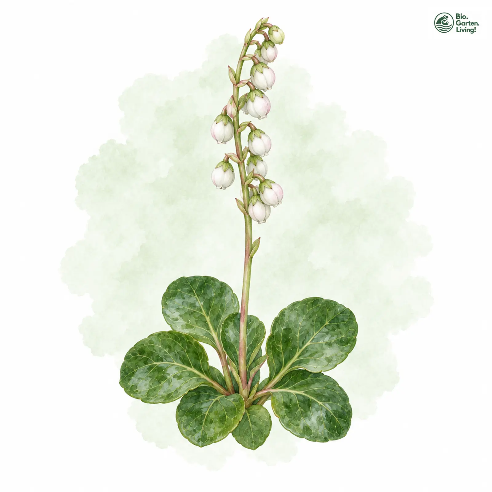 Aquarellzeichnung: Kleines Wintergrün (Pyrola minor)