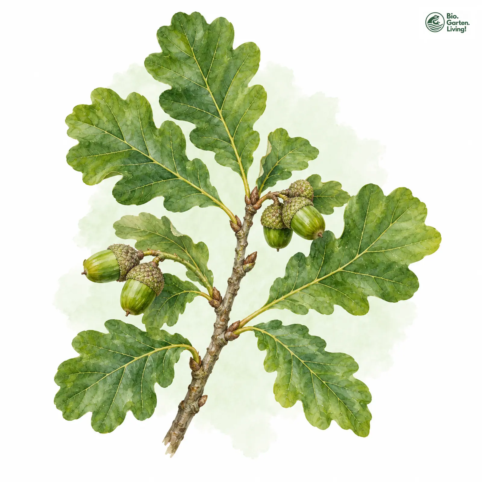 Aquarellzeichnung: Verkahlende Flaum-Eiche (Quercus calvescens)