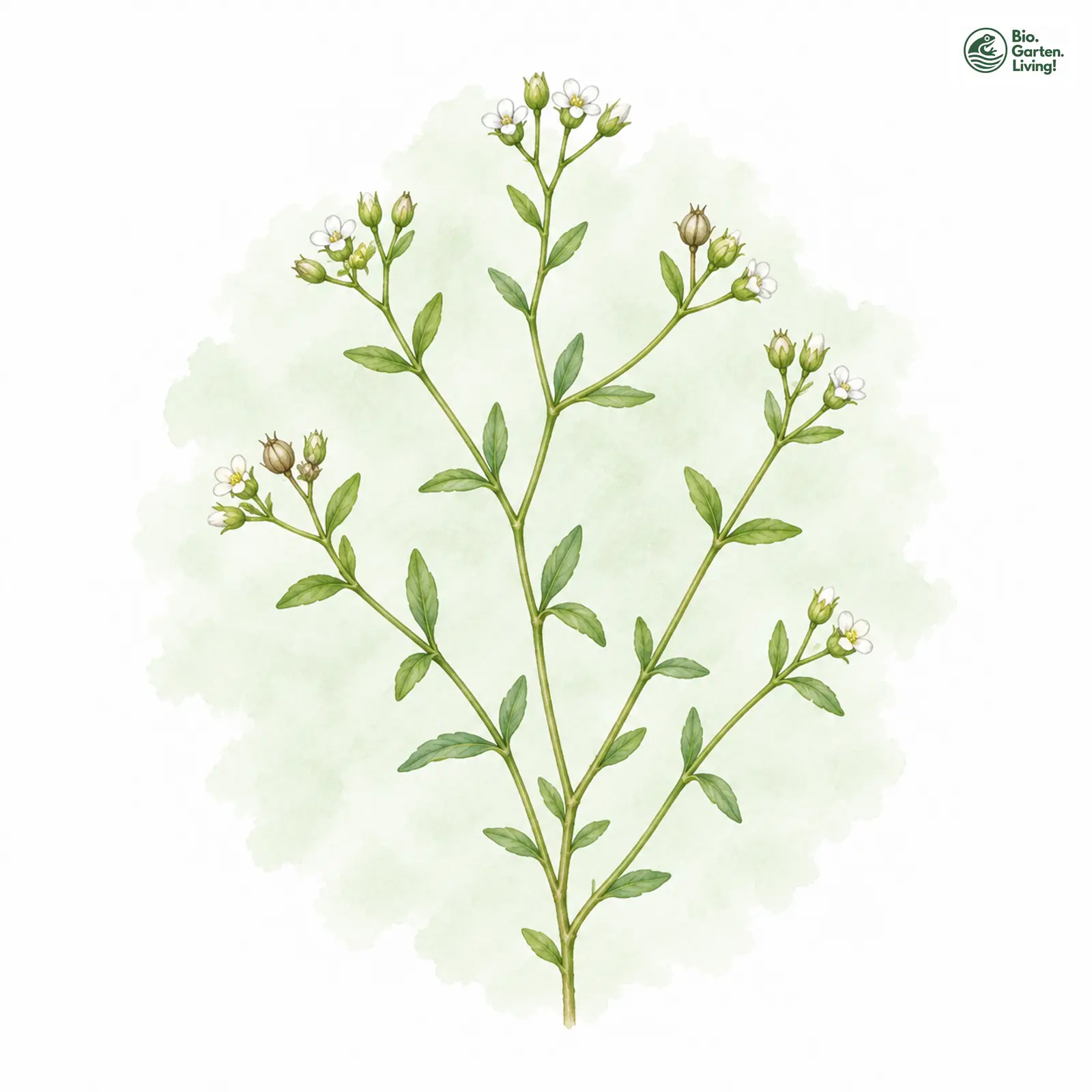 Aquarellzeichnung: Zwergflachs (Radiola linoides)