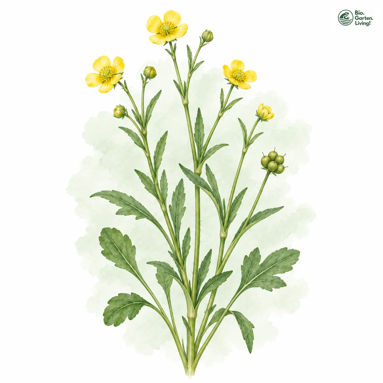 Aquarellzeichnung: Brennender Hahnenfuß (Ranunculus flammula (im engeren Sinne))
