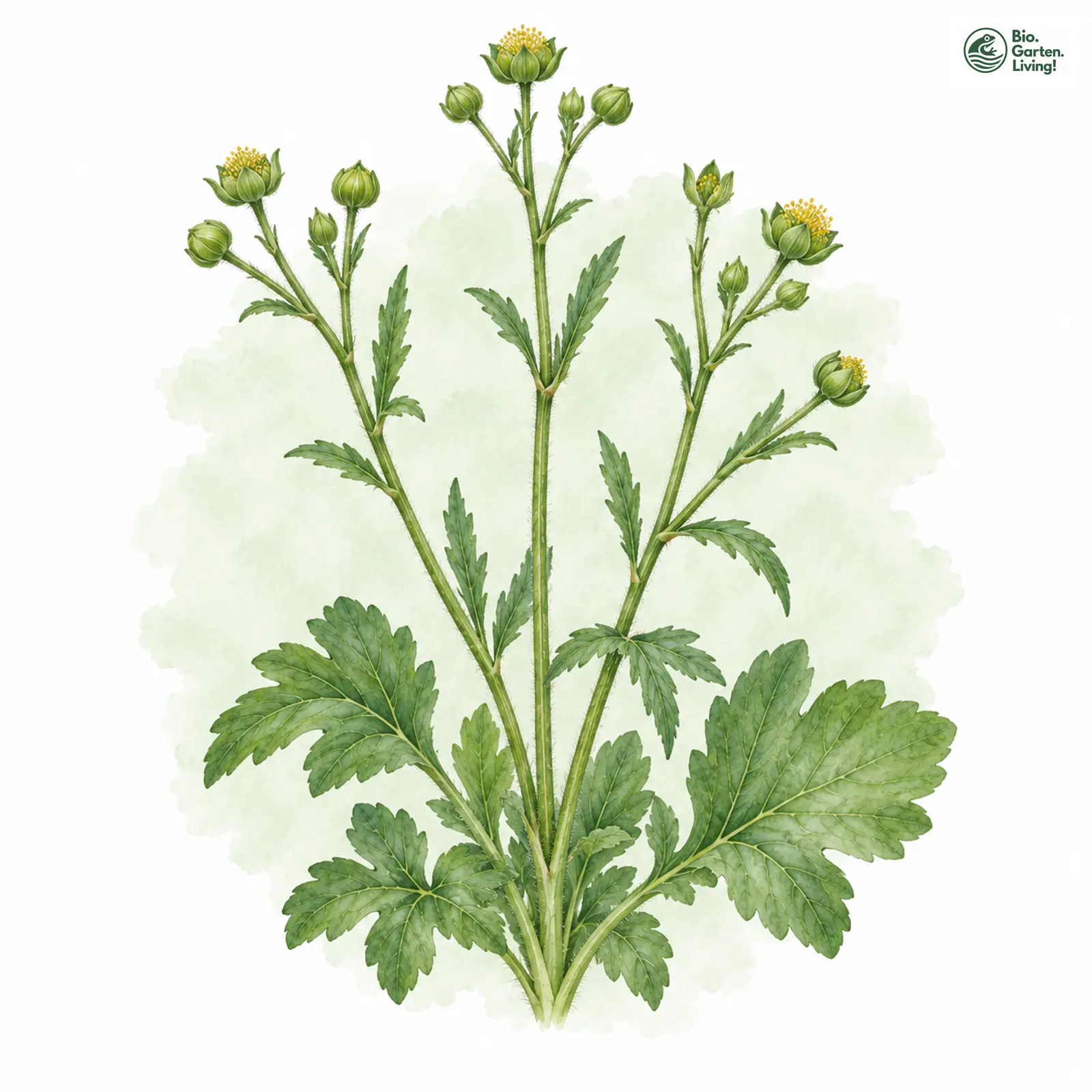 Aquarellzeichnung: Hain-Gold-Hahnenfuß (Ranunculus lucorum)
