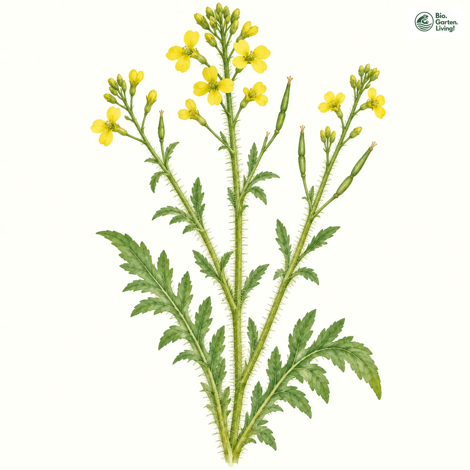 Aquarellzeichnung: Ausdauernder Windsbock (Rapistrum perenne)