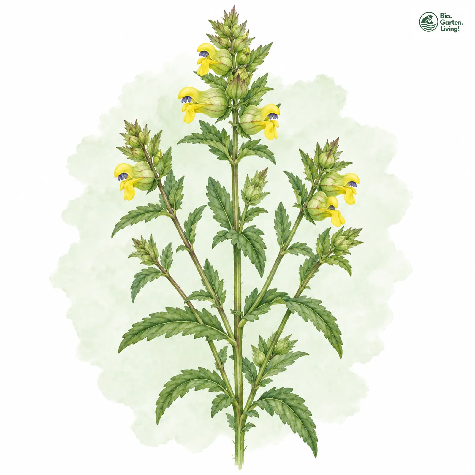 Aquarellzeichnung: Großer Klappertopf (Rhinanthus serotinus (im weiteren Sinne))