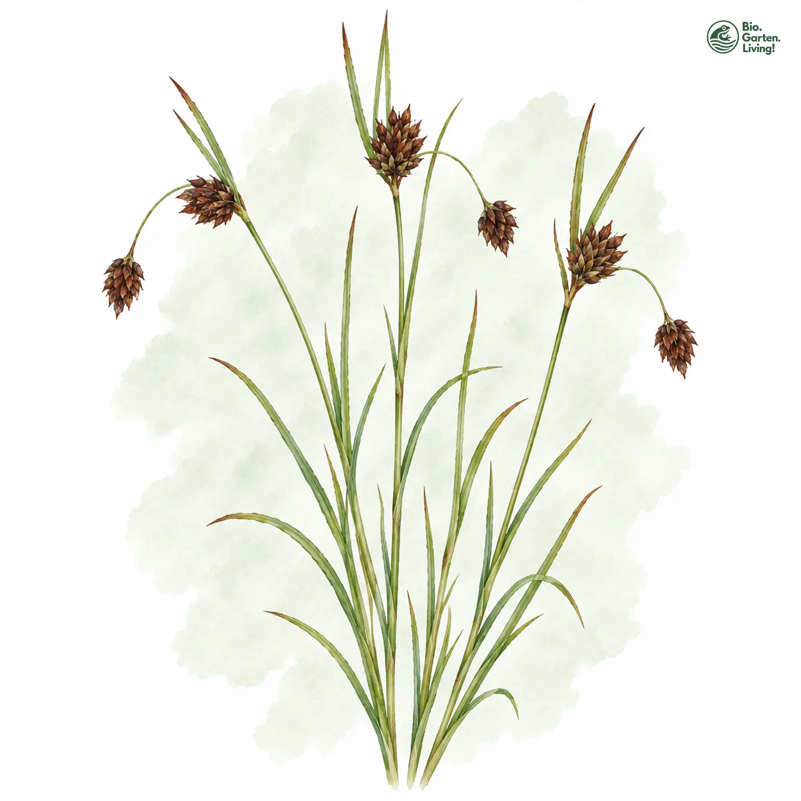 Aquarellzeichnung: Braunes Schnabelried (Rhynchospora fusca)