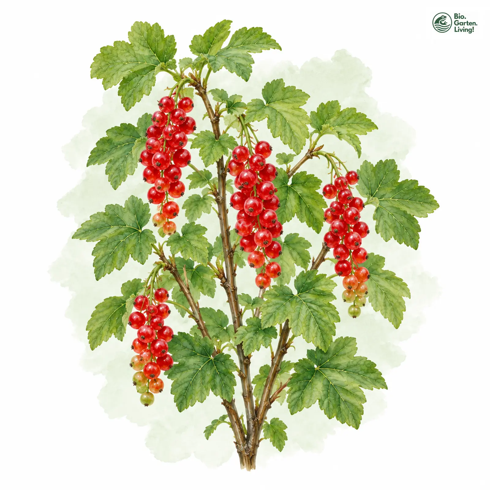 Aquarellzeichnung: Rote Johannisbeere (Ribes rubrum)