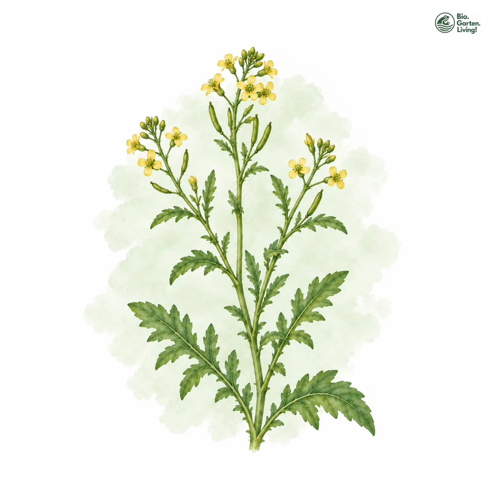 Aquarellzeichnung: Gewöhnliche Sumpfkresse (Rorippa palustris)