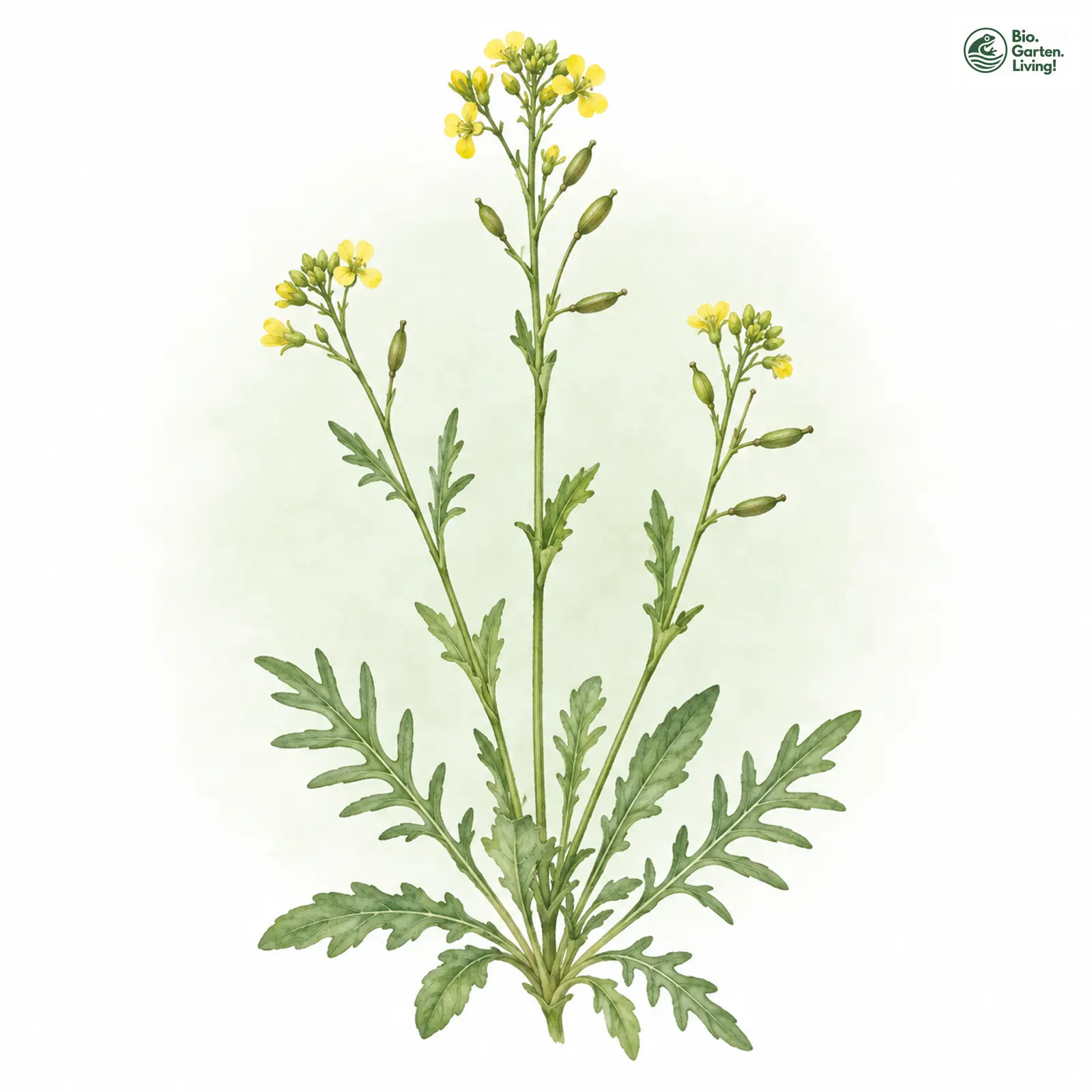 Aquarellzeichnung: Pyrenäen-Sumpfkresse (Rorippa pyrenaica)