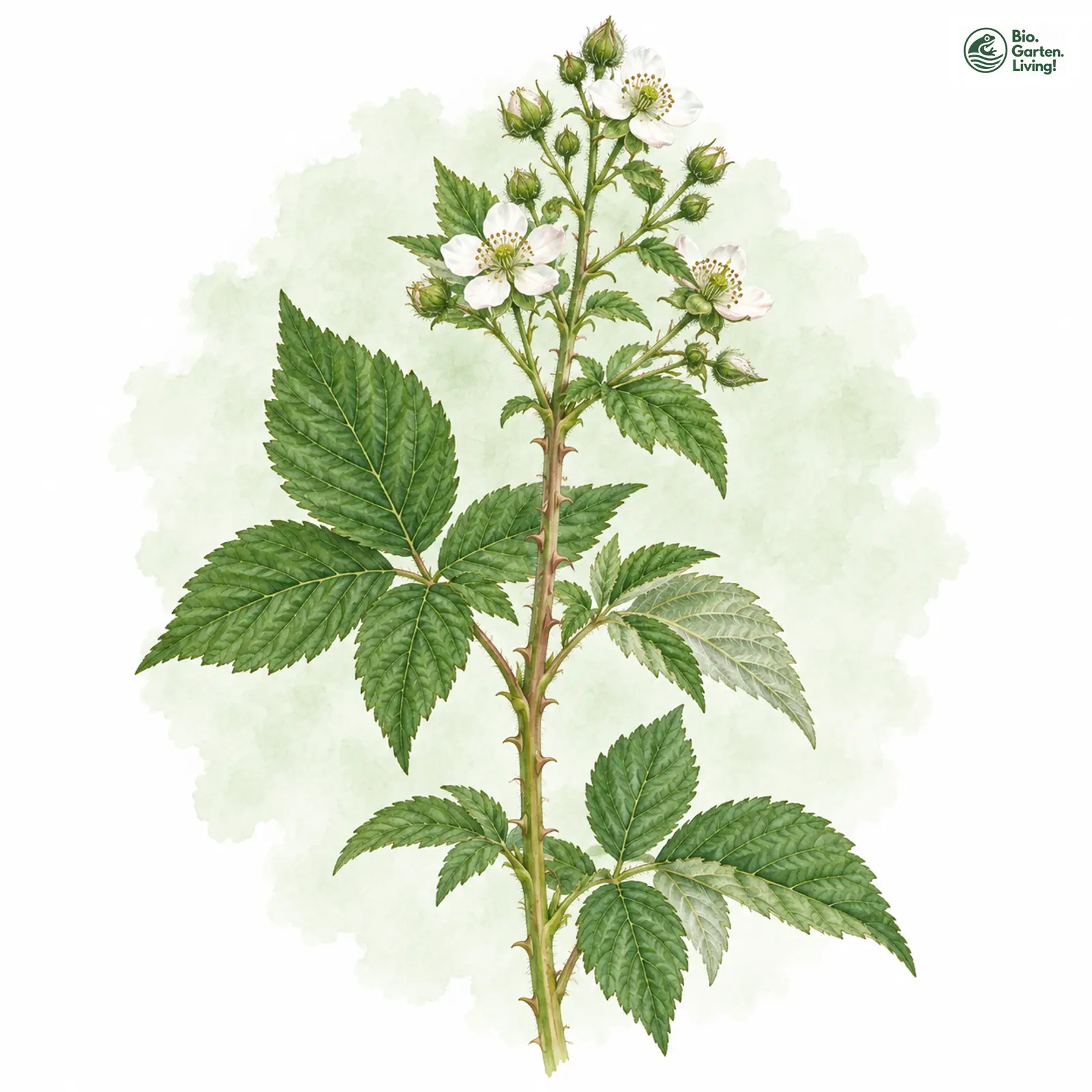 Aquarellzeichnung: Sandbewohnende Brombeere (Rubus ammobius)