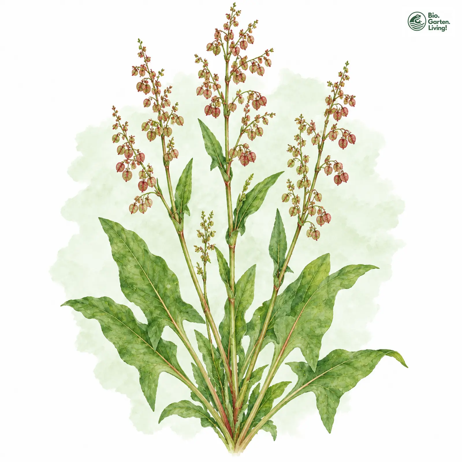 Aquarellzeichnung: Wiesen-Sauer-Ampfer (Rumex acetosa)