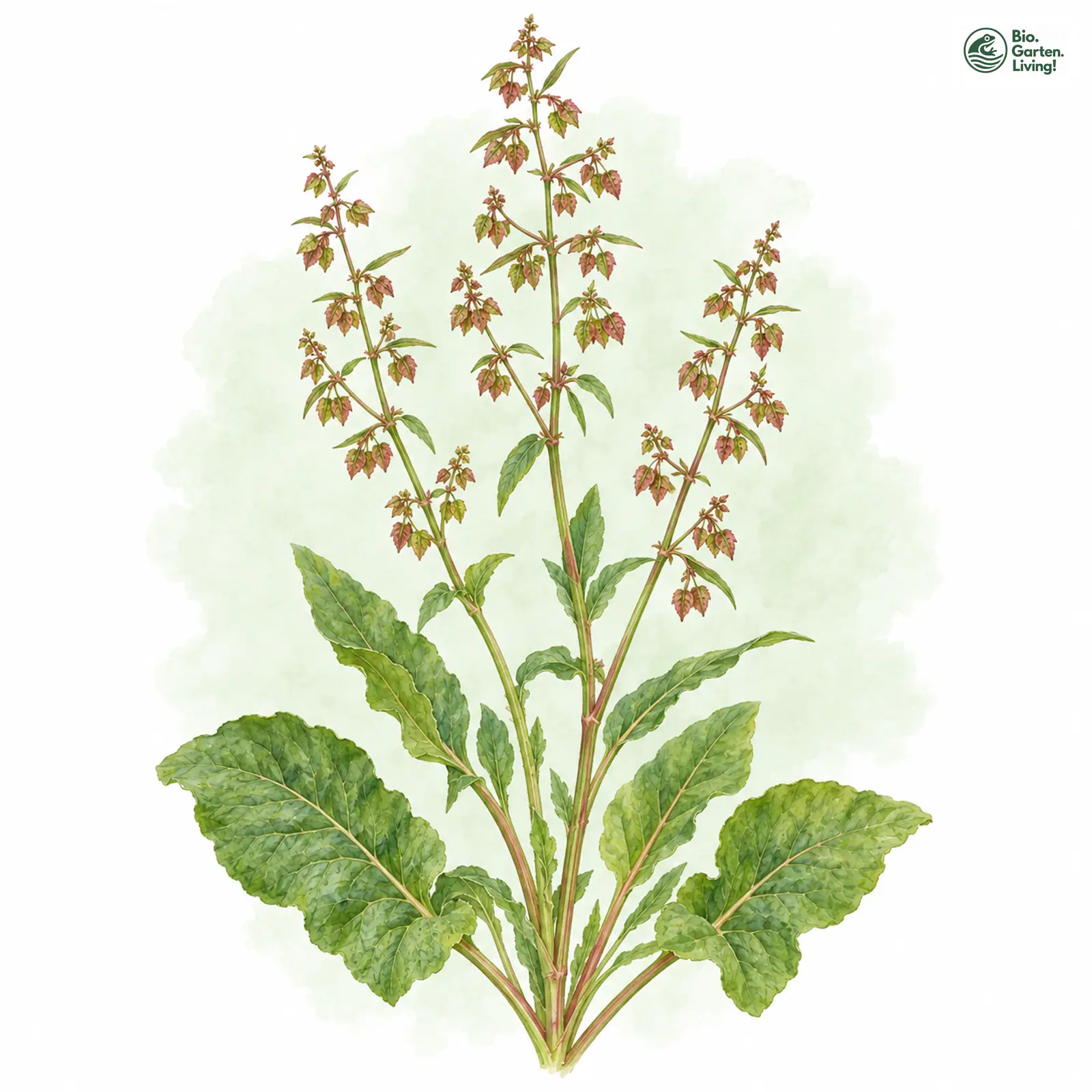 Aquarellzeichnung: Knäuel-Ampfer (Rumex conglomeratus)
