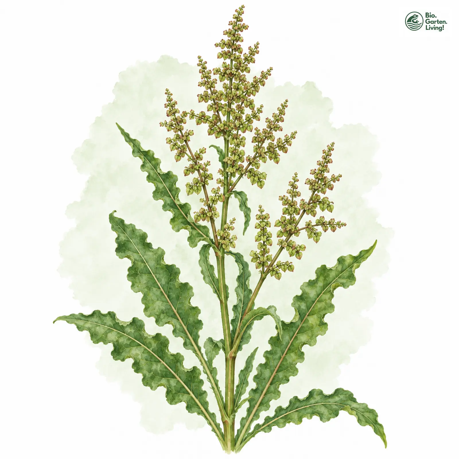 Aquarellzeichnung: Krauser Ampfer (Rumex crispus)