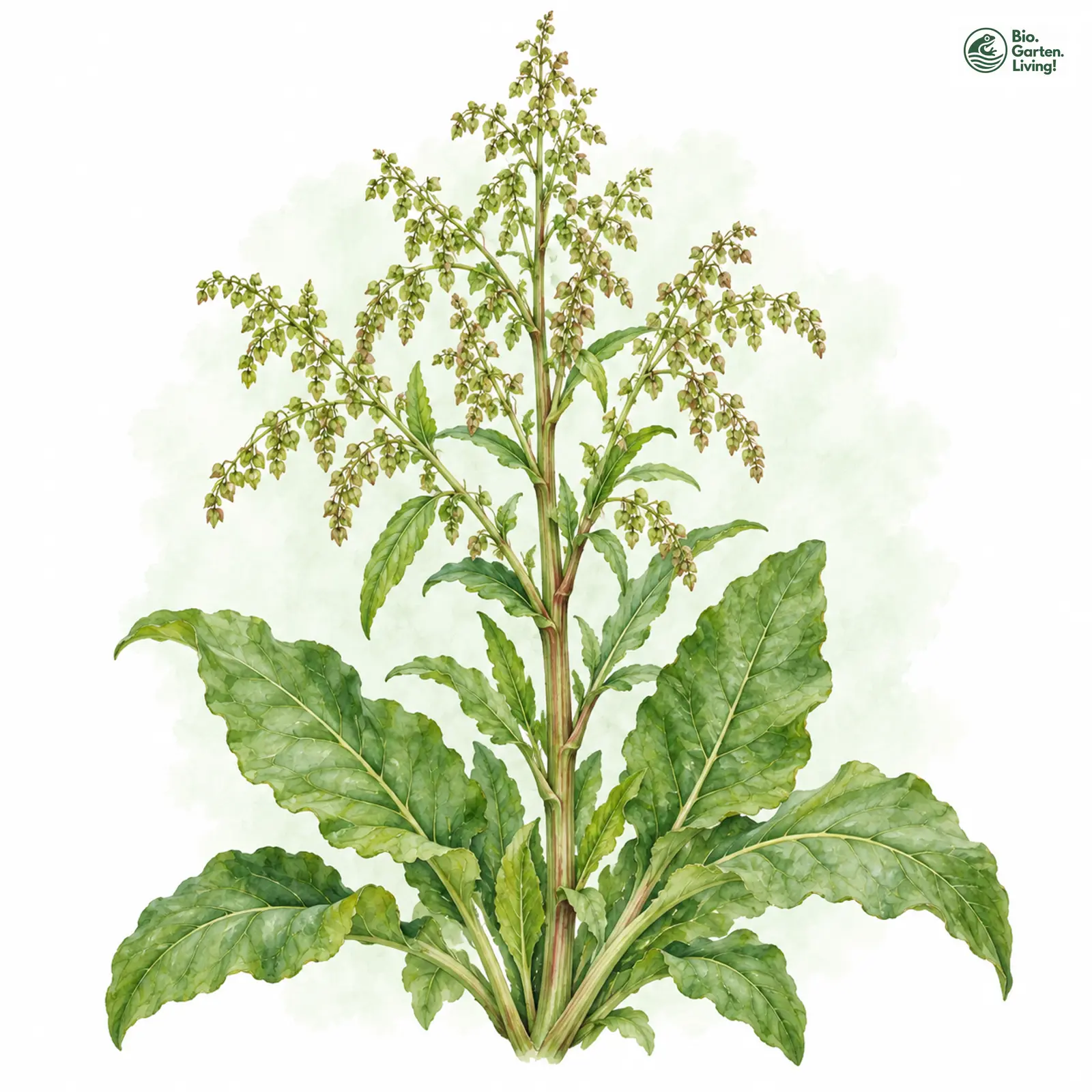 Aquarellzeichnung: Verschiedenblättriger Ampfer (Rumex heterophyllus)