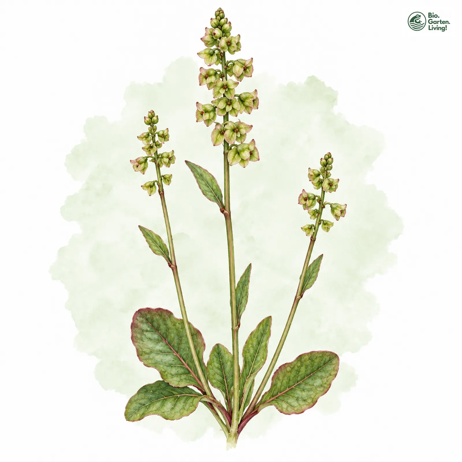 Aquarellzeichnung: Schnee-Sauer-Ampfer (Rumex nivalis)