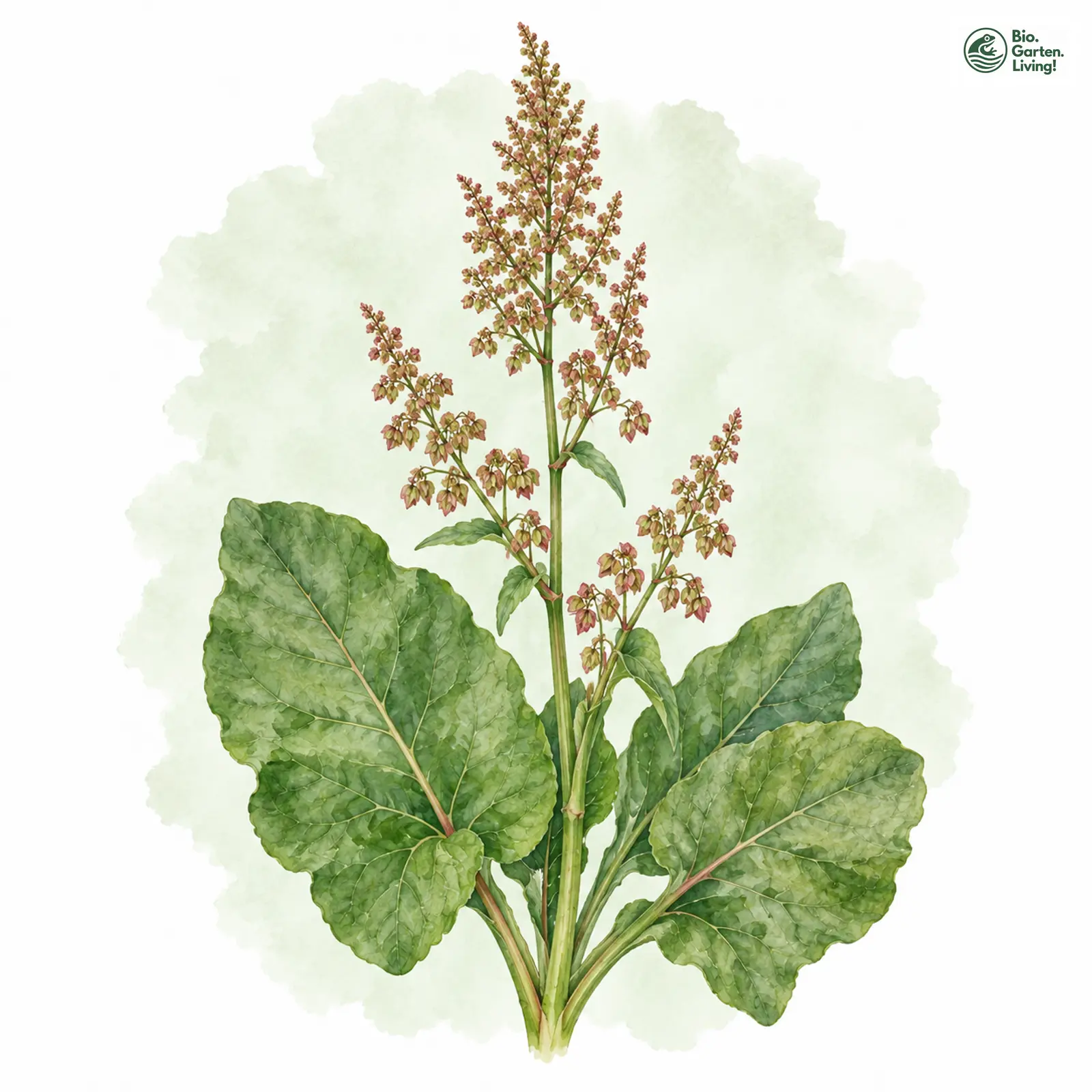 Aquarellzeichnung: Stumpfblättriger Ampfer (Rumex obtusifolius)