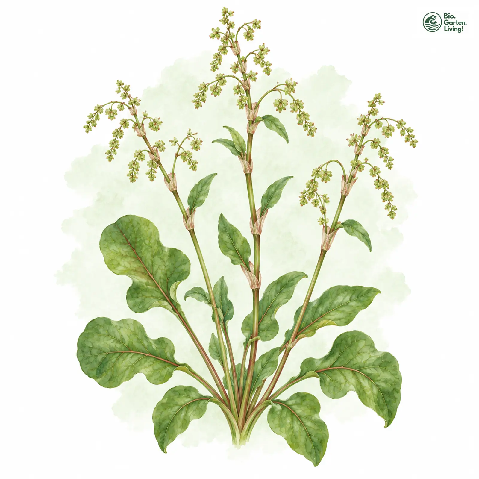 Aquarellzeichnung: Schöner Ampfer (Rumex pulcher)