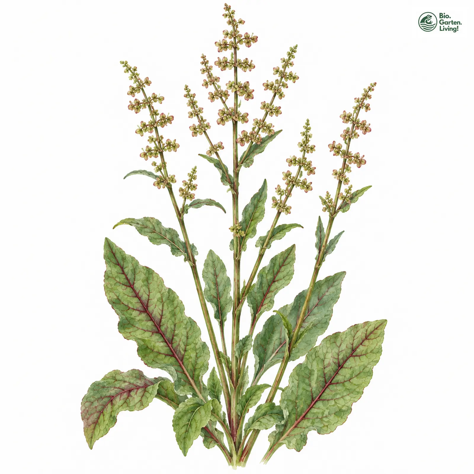 Aquarellzeichnung: Blut-Ampfer (Rumex sanguineus)