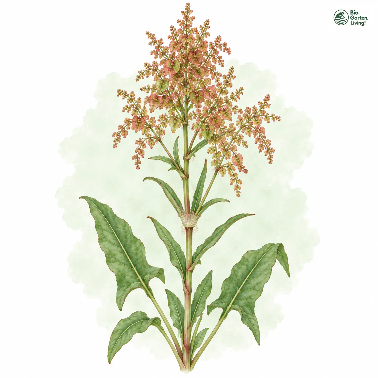 Aquarellzeichnung: Rispen-Sauer-Ampfer (Rumex thyrsiflorus)