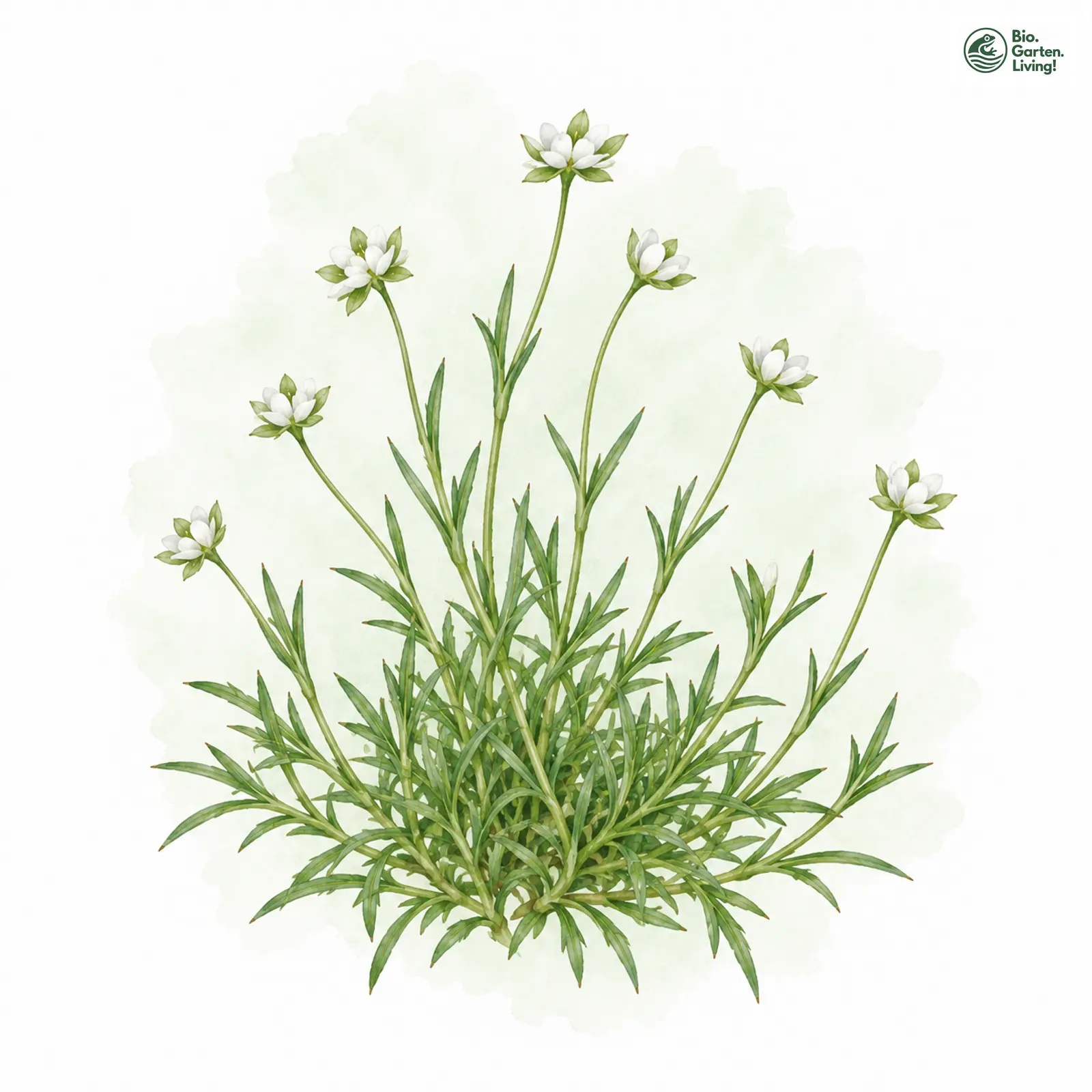 Aquarellzeichnung: Alpen-Mastkraut (Sagina saginoides)
