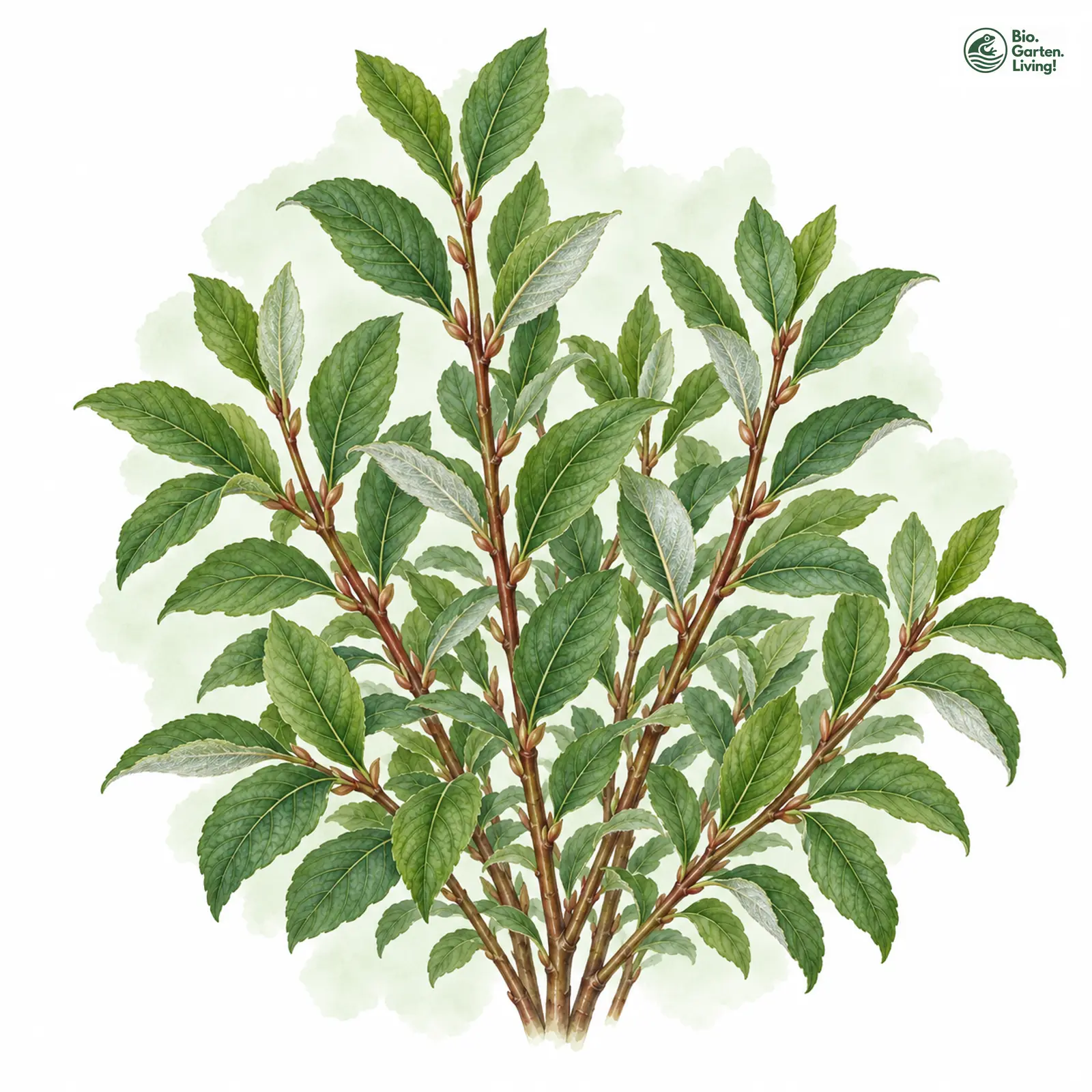 Aquarellzeichnung: Strittige Weide (Salix ambigua)