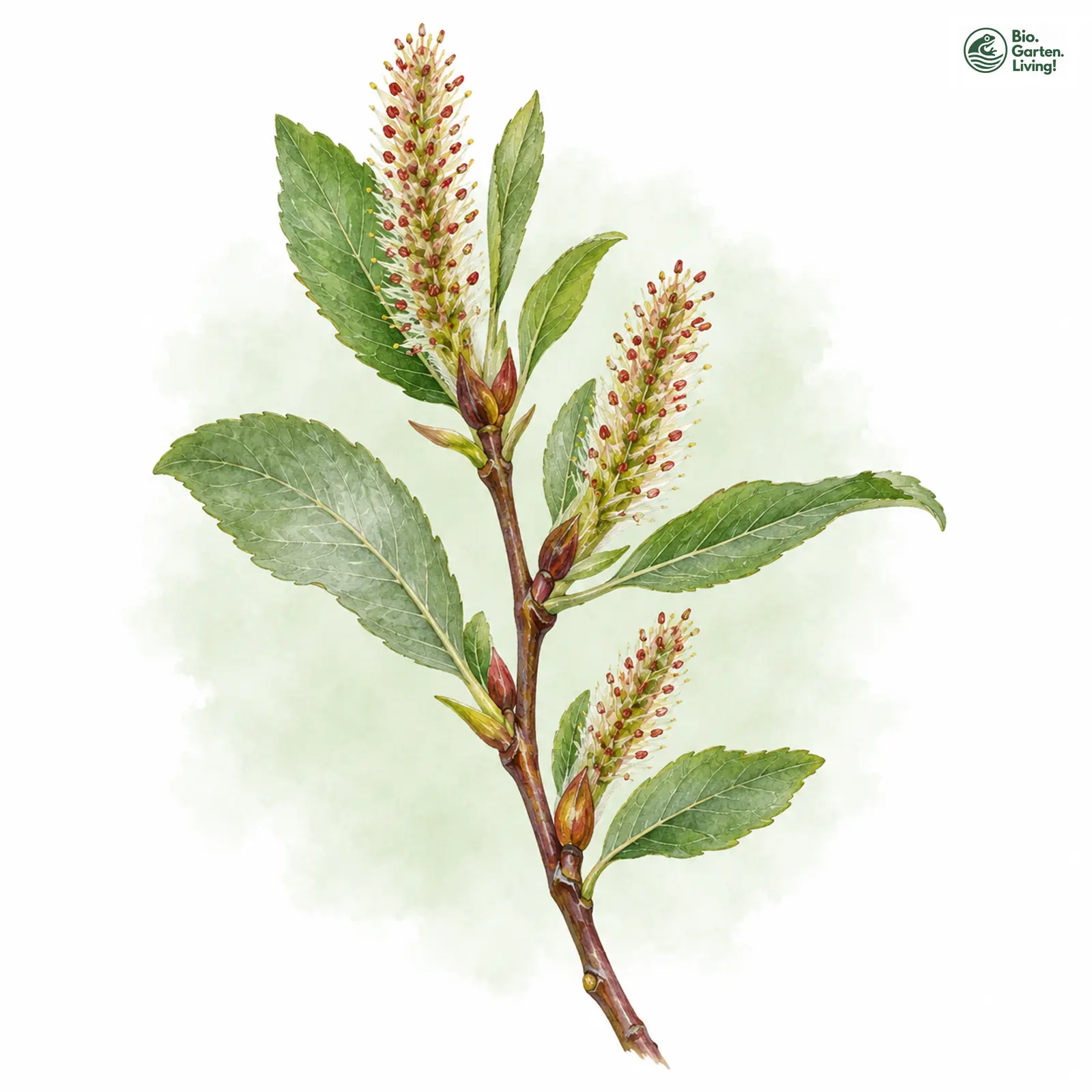Aquarellzeichnung: Spieß-Weide (Salix hastata)
