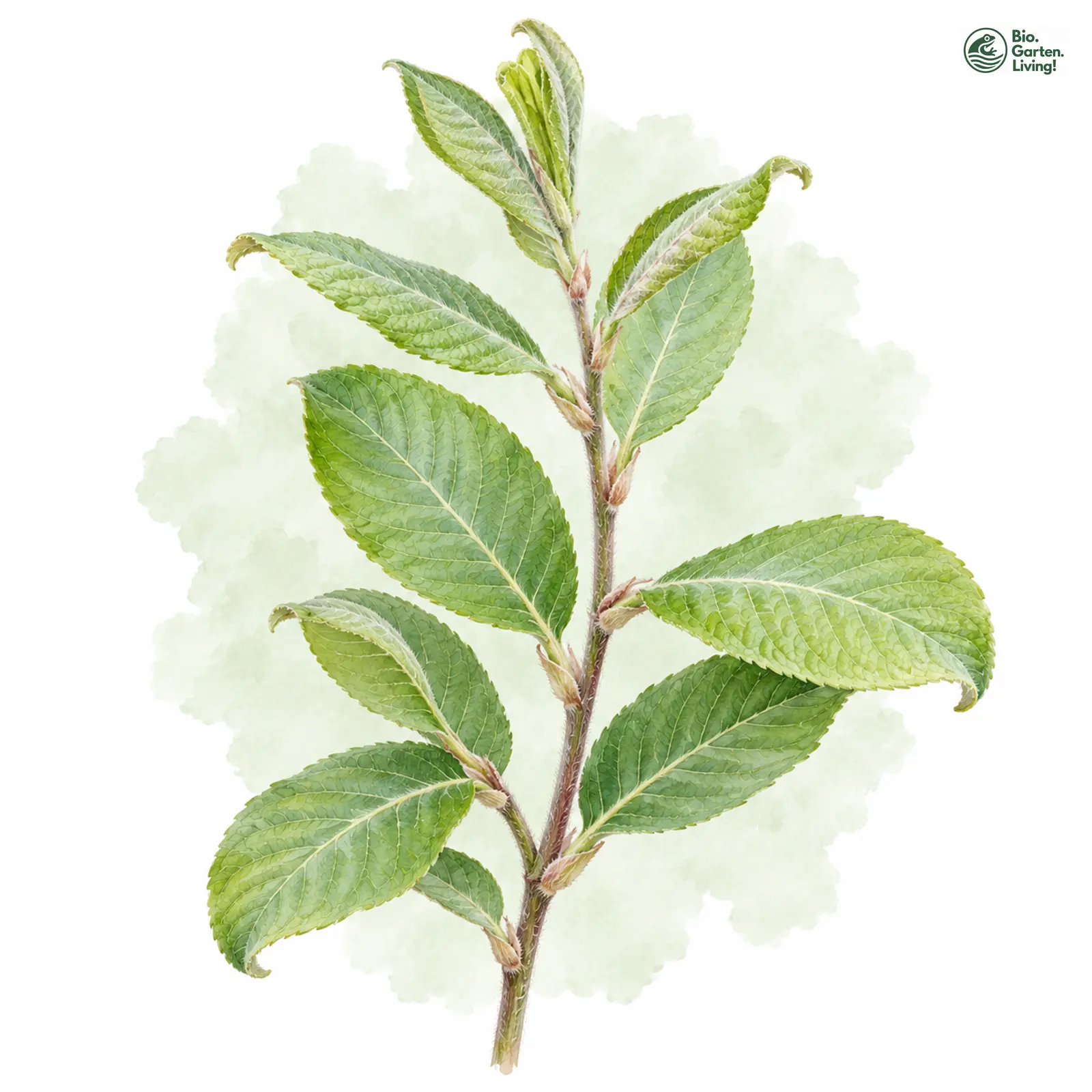 Aquarellzeichnung: Vielnervige Weide (Salix multinervis)