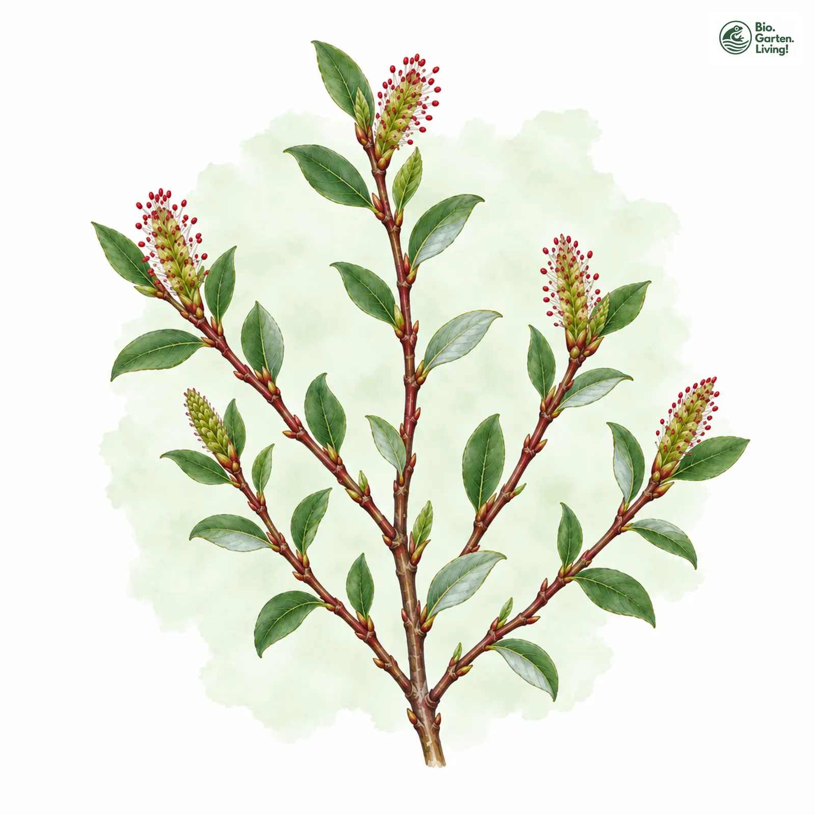 Aquarellzeichnung: Heidelbeer-Weide (Salix myrtilloides)
