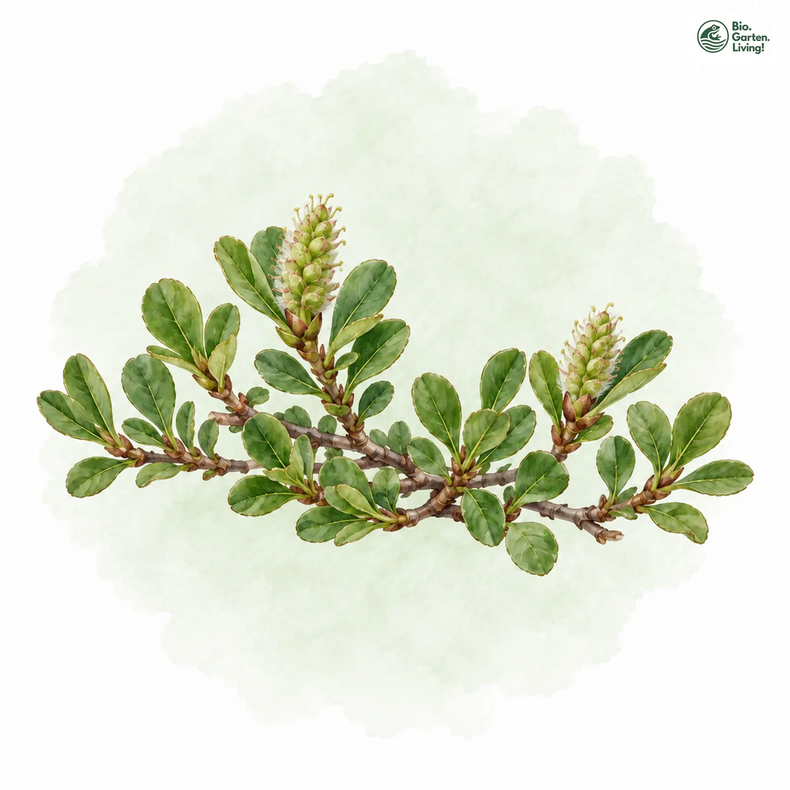 Aquarellzeichnung: Stumpfblättrige Weide (Salix retusa)