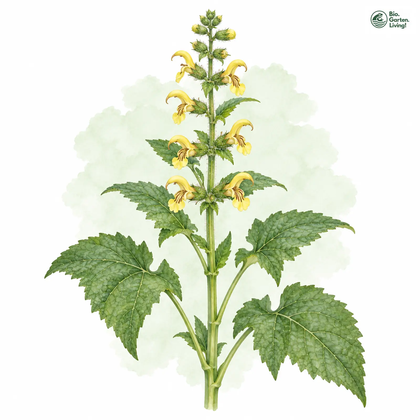 Aquarellzeichnung: Kleb-Salbei (Salvia glutinosa)