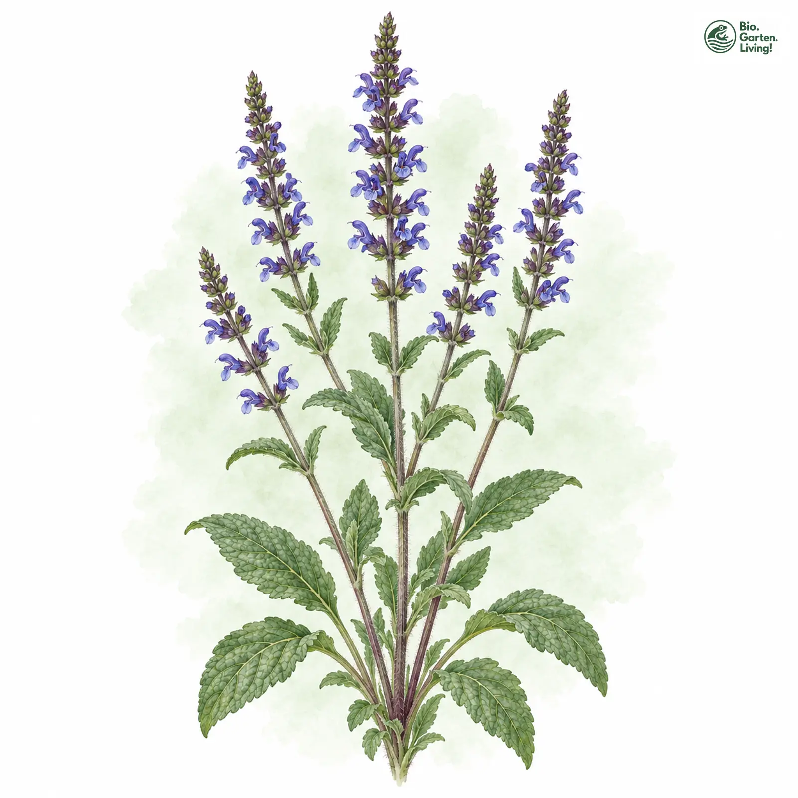 Aquarellzeichnung: Steppen-Salbei (Salvia nemorosa)