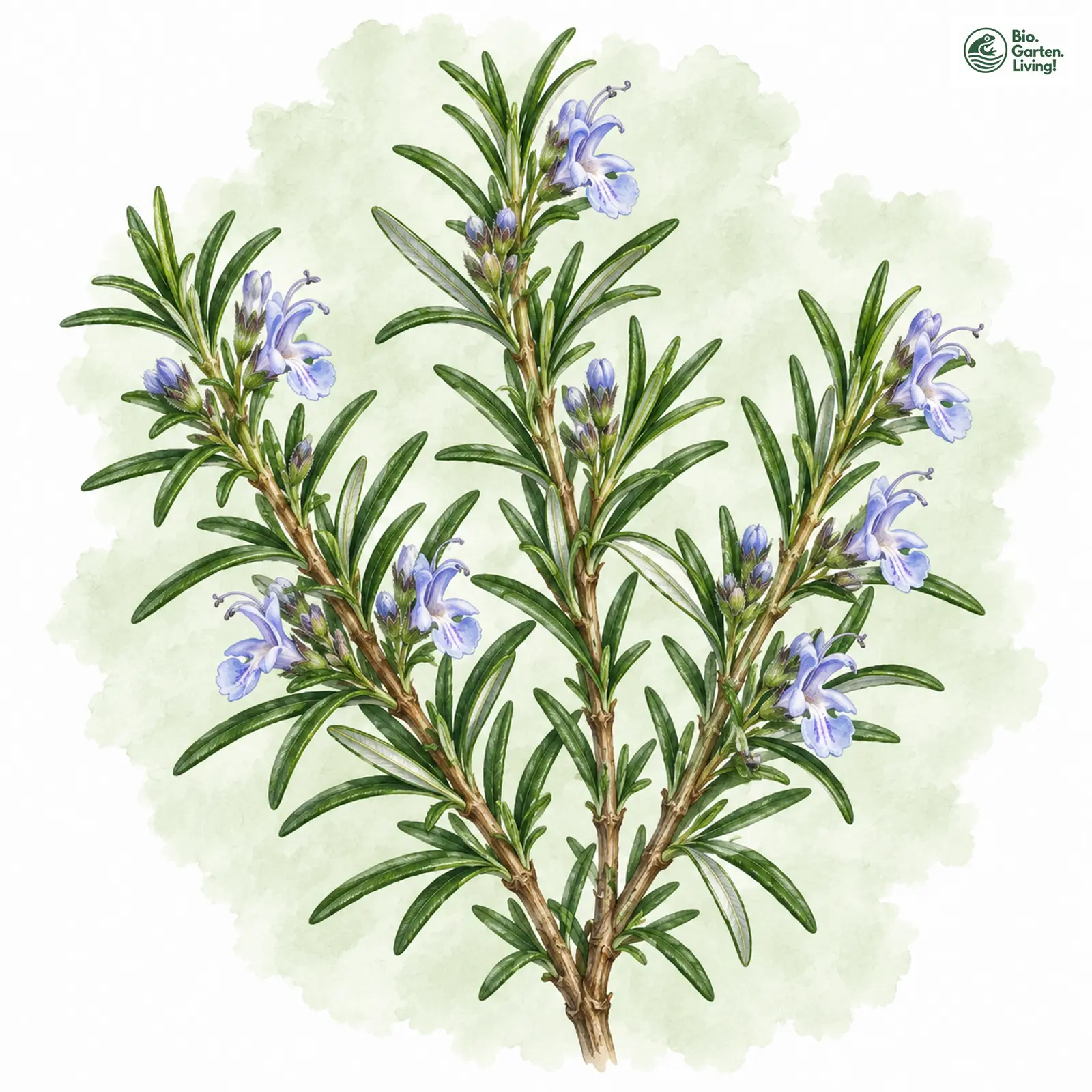 Aquarellzeichnung: Rosmarin (Salvia rosmarinus)