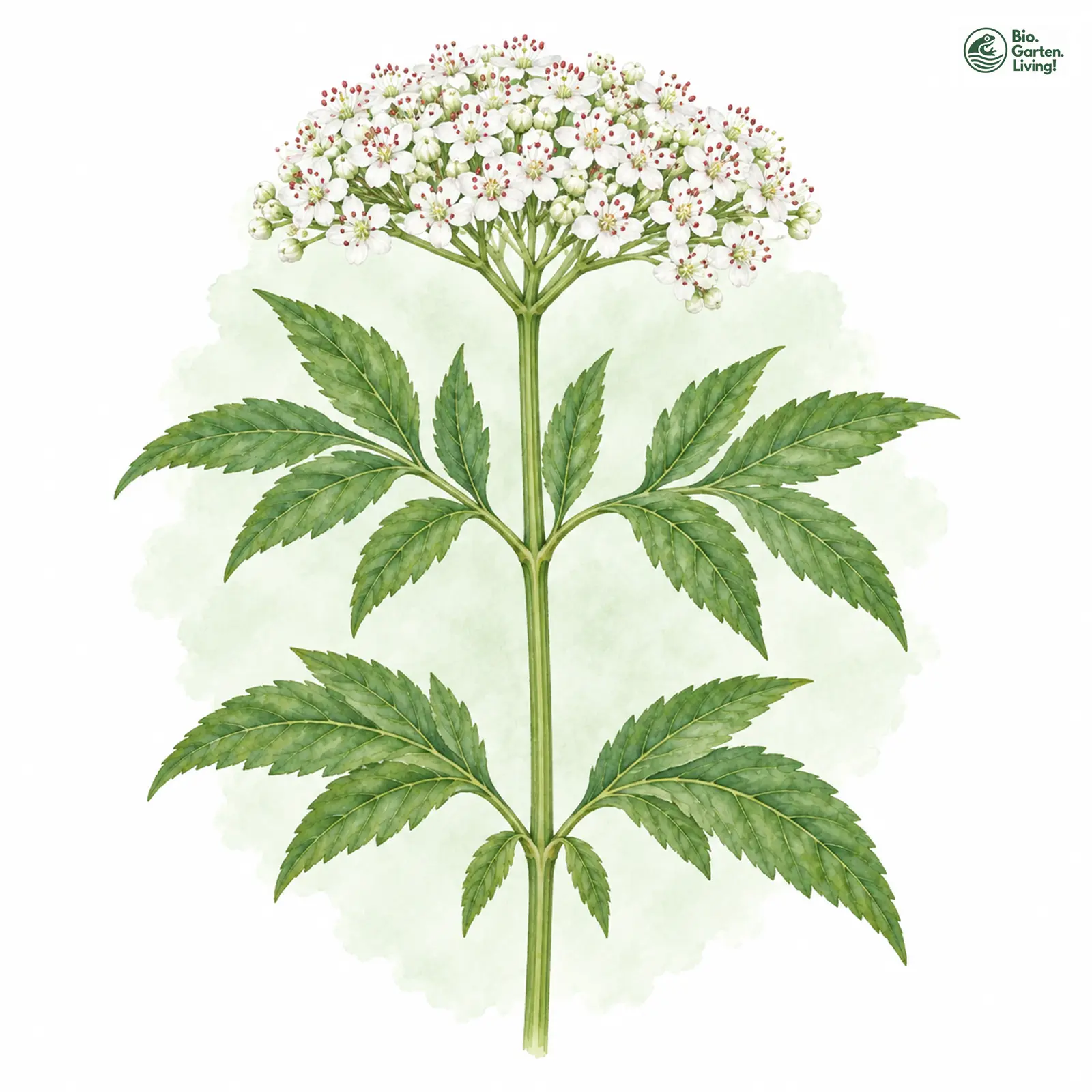 Aquarellzeichnung: Zwerg-Holunder (Sambucus ebulus)