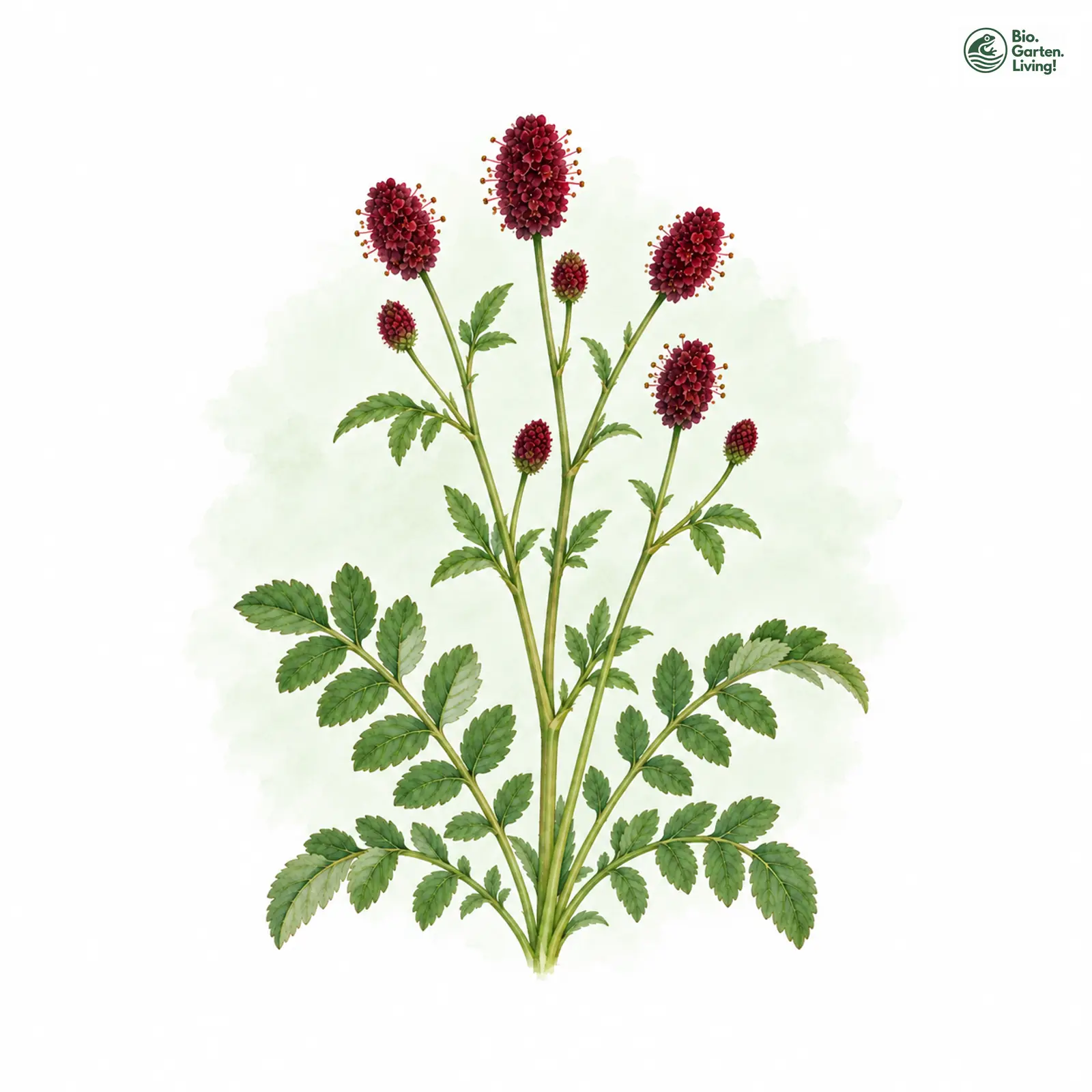 Aquarellzeichnung: Großer Wiesenknopf (Sanguisorba officinalis)