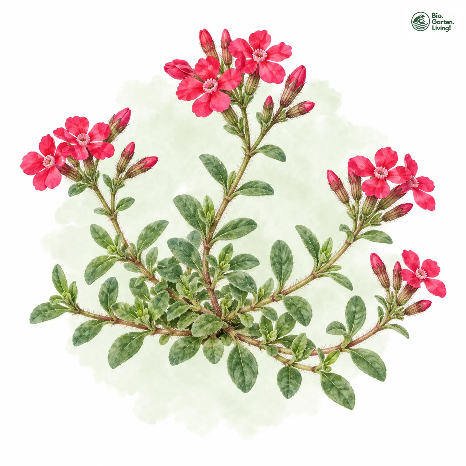 Aquarellzeichnung: Rotes Seifenkraut (Saponaria ocymoides)