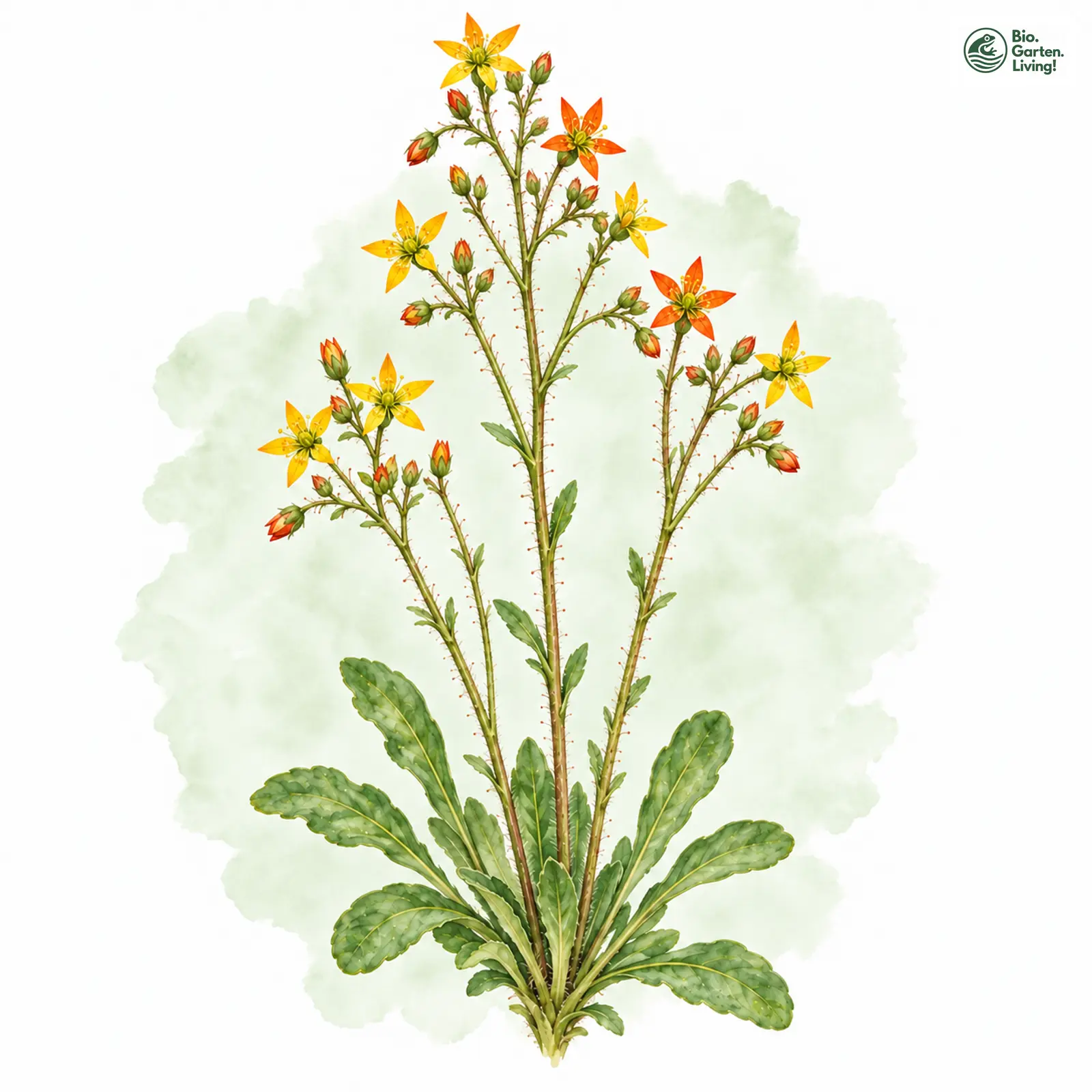 Aquarellzeichnung: Kies-Steinbrech (Saxifraga mutata)